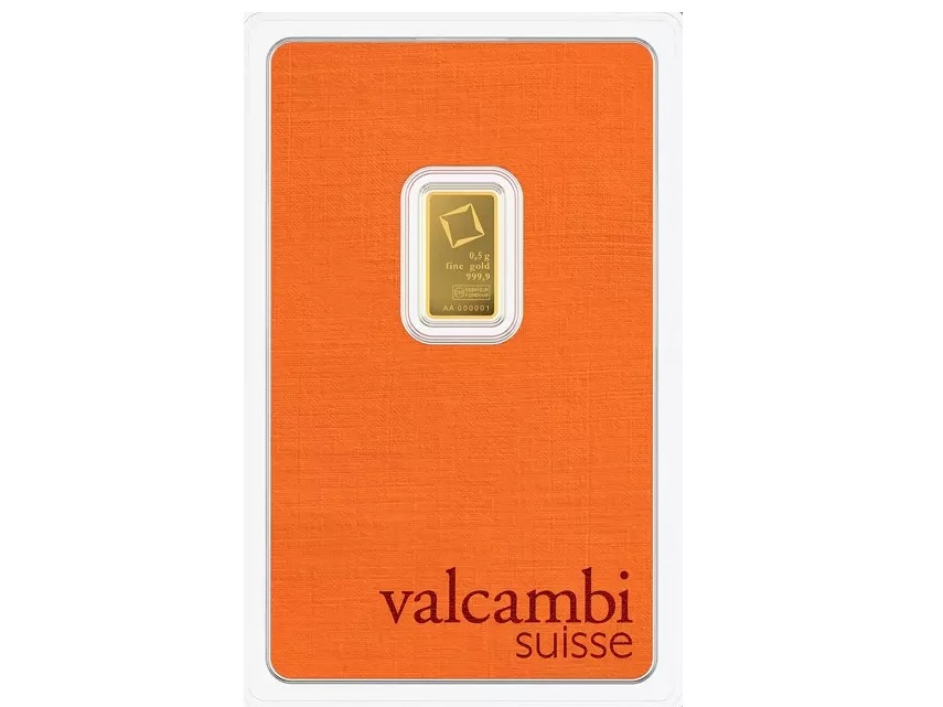 Zelta stienis Valcambi Suisse 0.5 gr