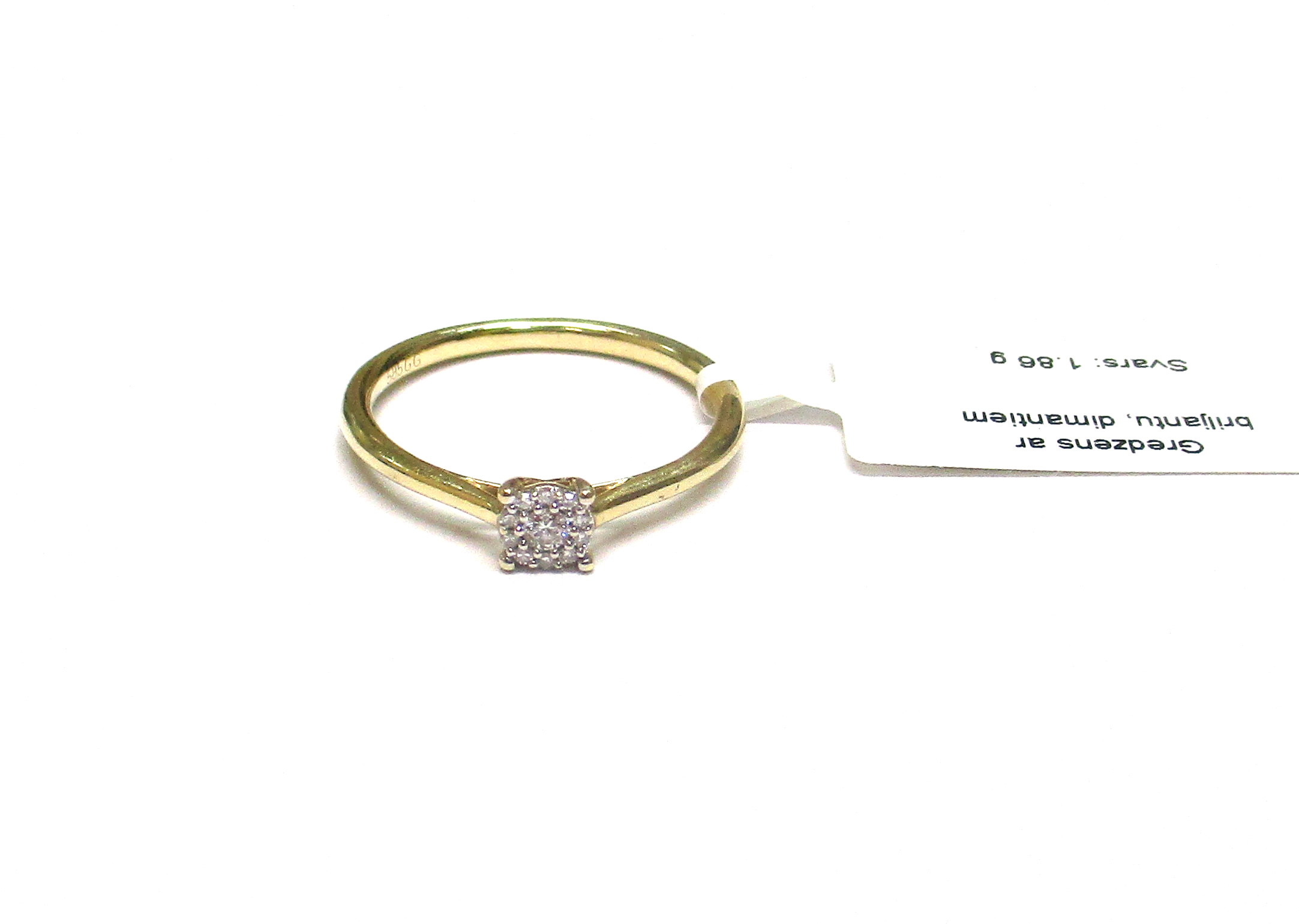 Gredzens ar briljantu (0.02 ct), dimantiem (0.09 ct)  2960-5253