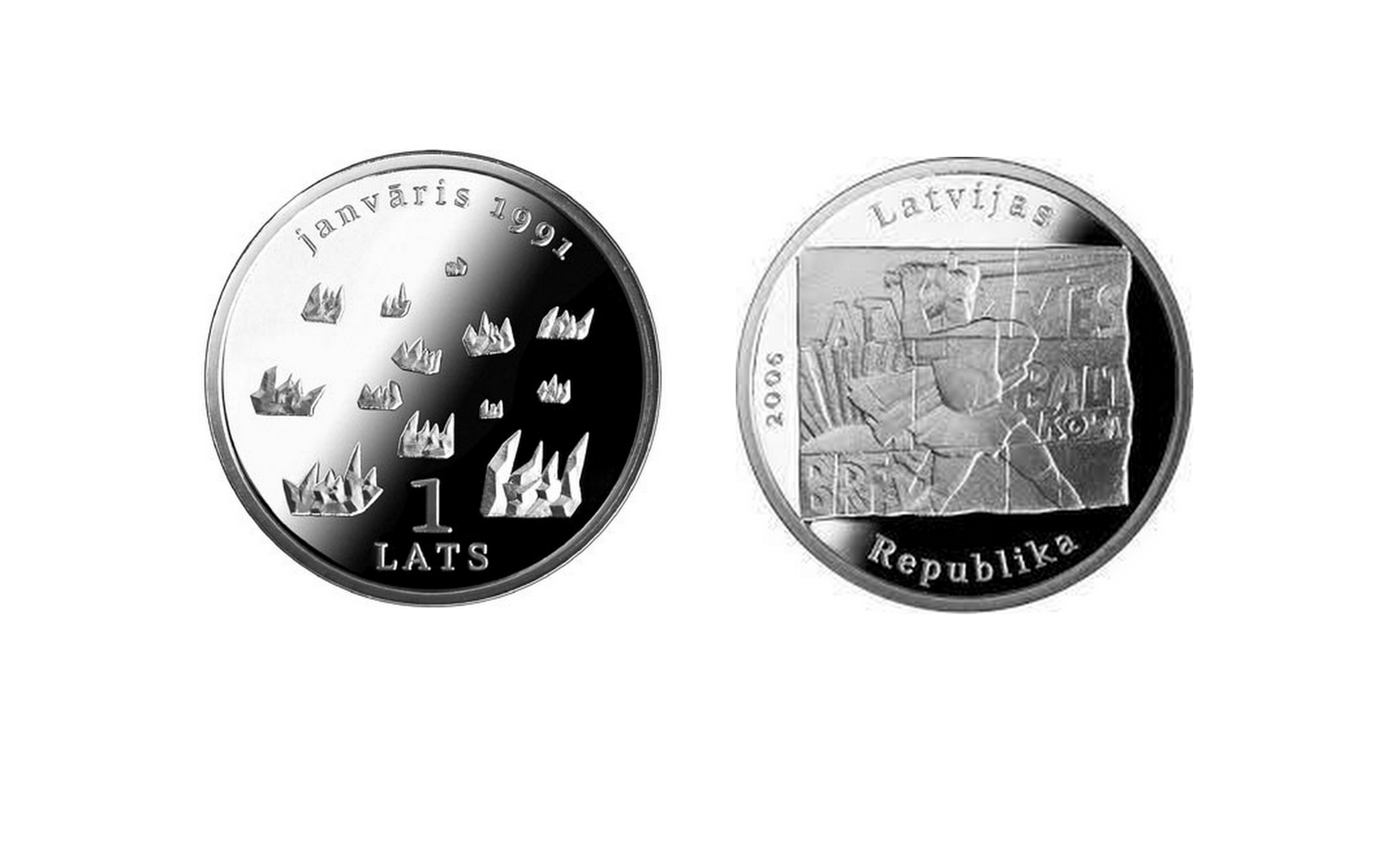 Latvijas sudraba monēta Janvāris. 1991.