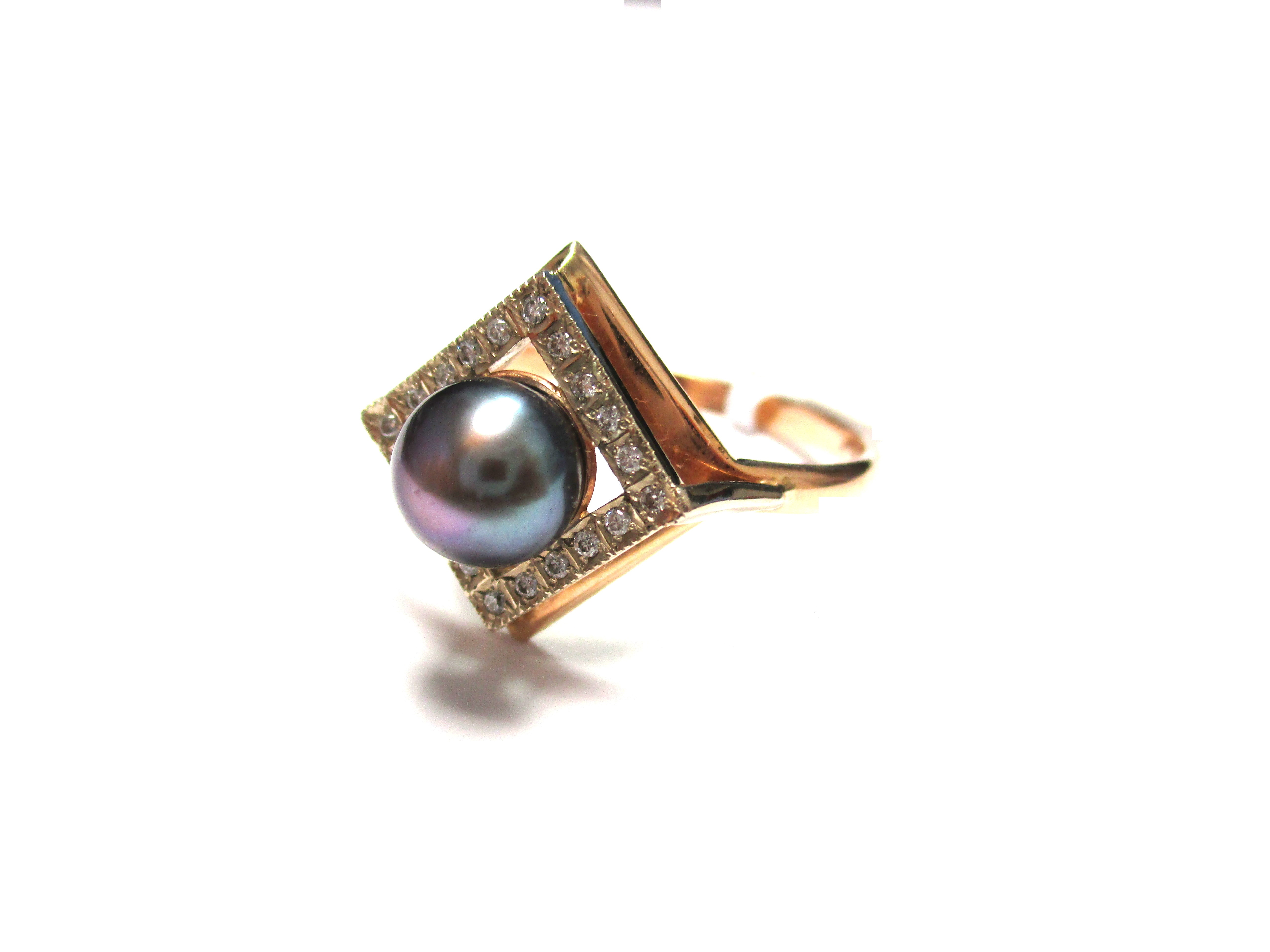 Gredzens ar briljantiem (0.10 ct), kultivētu pērli 2550-3453