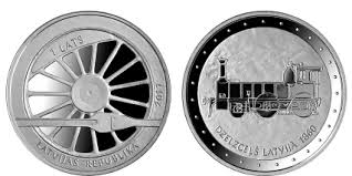 Latvijas sudraba monēta Dzelzceļš Latvijā 1 Ls, 2011.g.