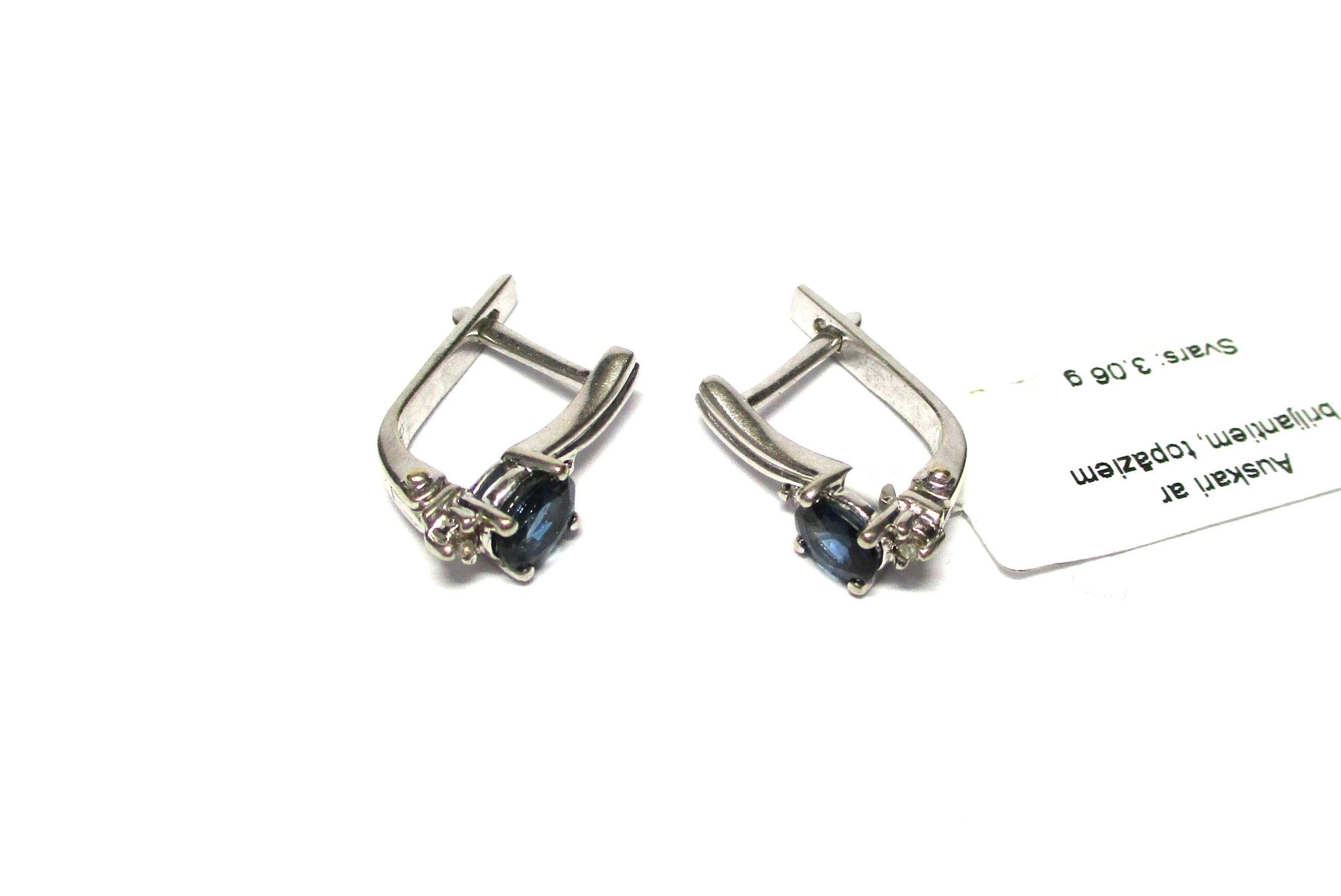 Auskari  ar briljantiem (0.04 ct) un topāziem 13033-6451