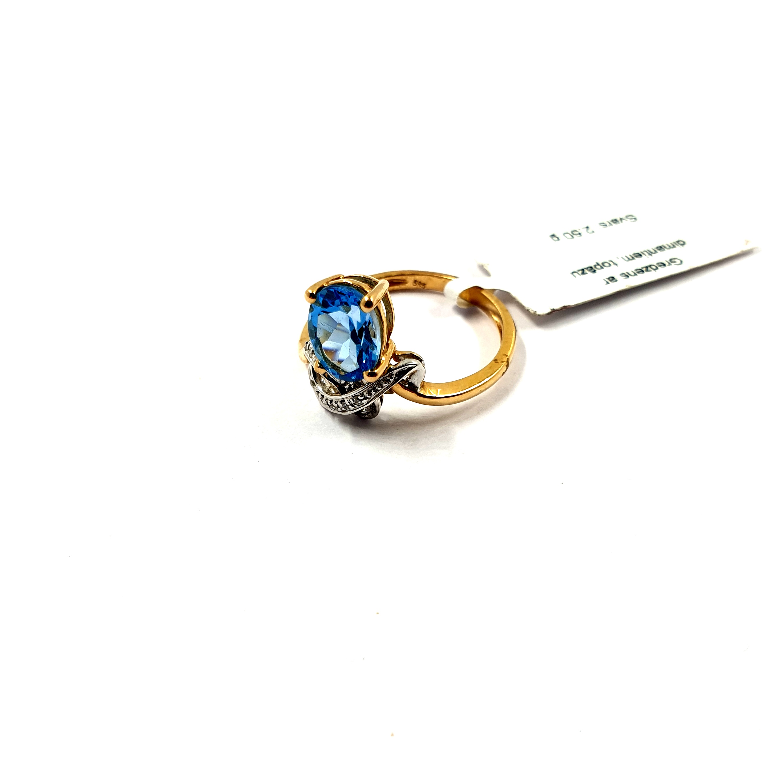 Gredzens  ar briljantiem (0.09ct) un topāzu 4342-0943