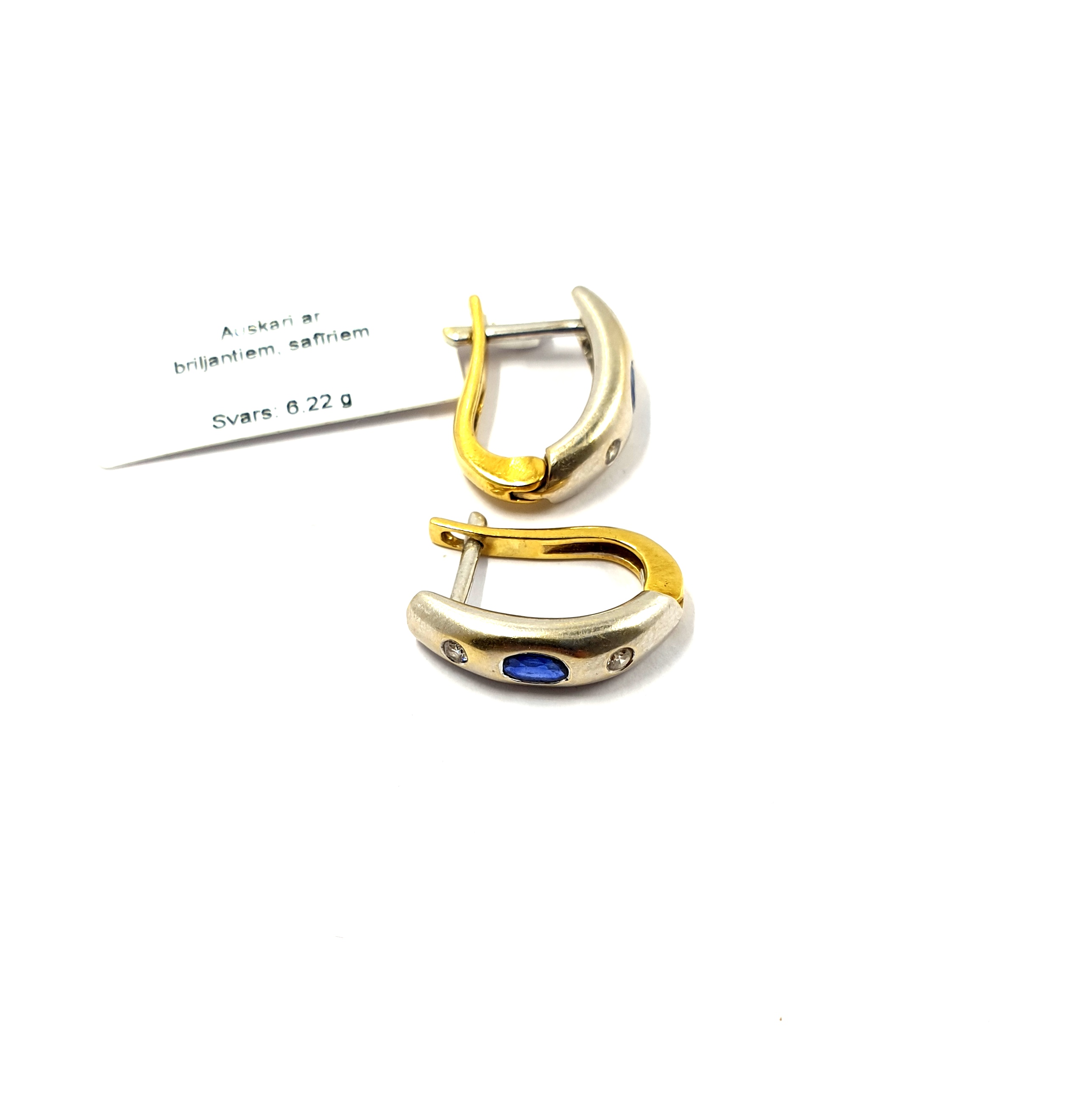 Auskari ar briljantiem (0.04ct)) un safīriem (0.8ct) 22081-1251