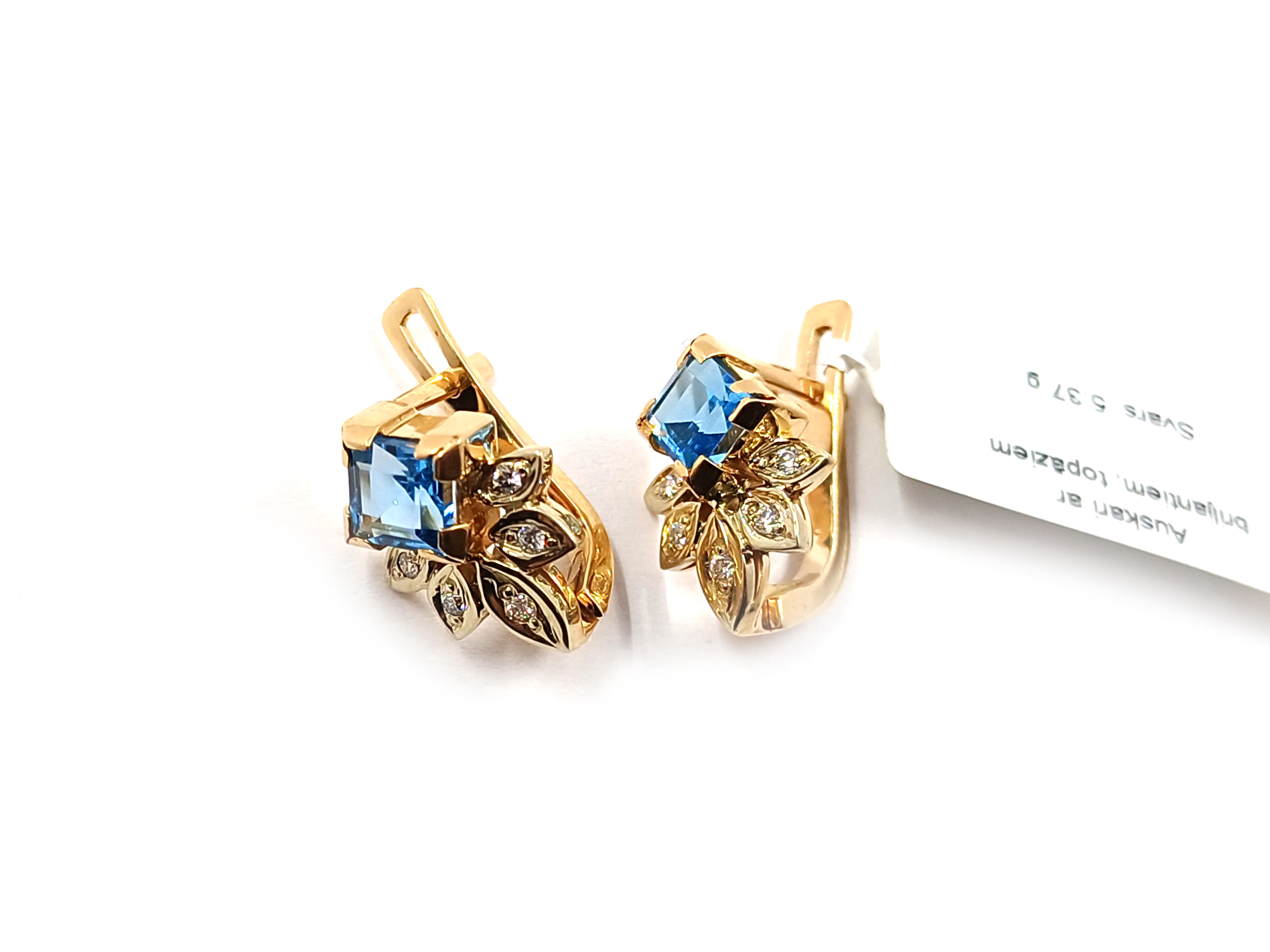 Auskari ar briljantiem (0.02ct), topāziem 2620-0853