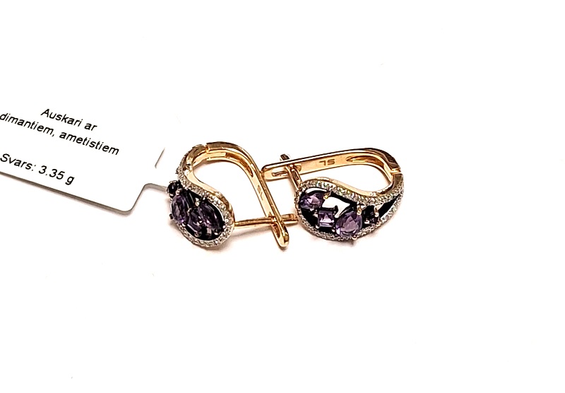 Auskari ar dimantiem (0.10 ct.), ametistiem 1881-3053
