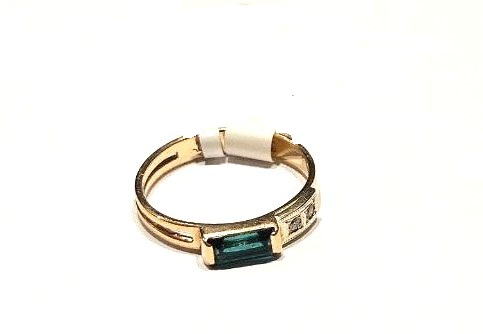 Gredzens ar briljantiem (0.04 ct), sintētisko smaragdu  (0.12 ct) 3441-1153