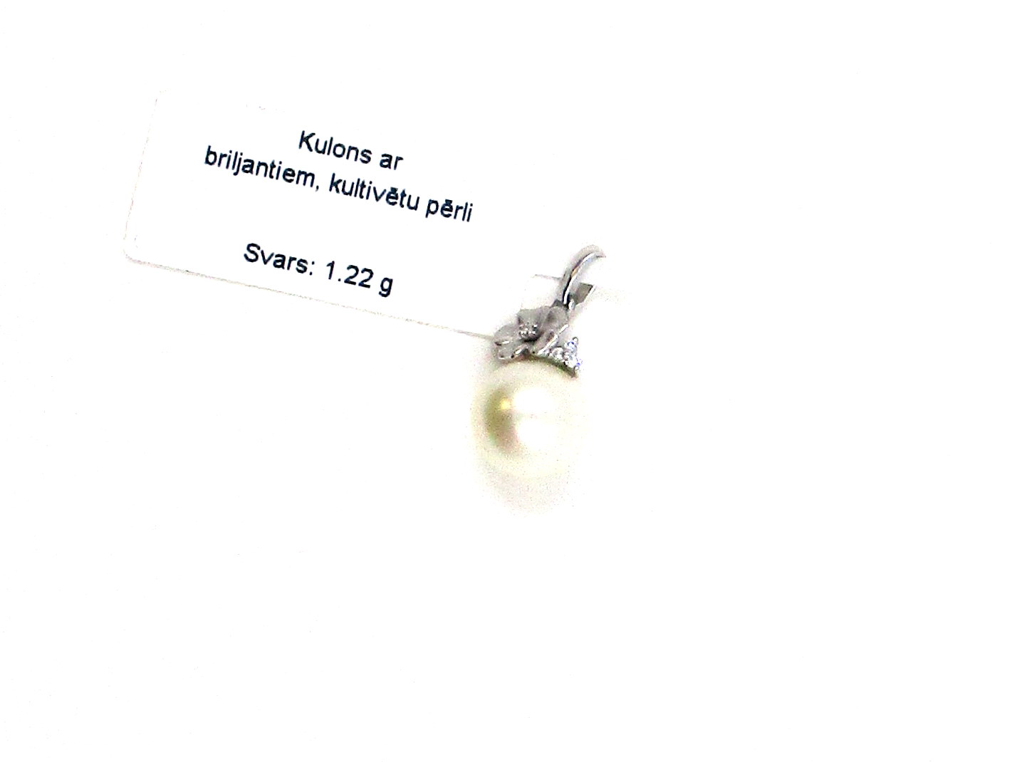 Kulons ar briljantu (0.01ct), kultivētu pērli 3292-8153