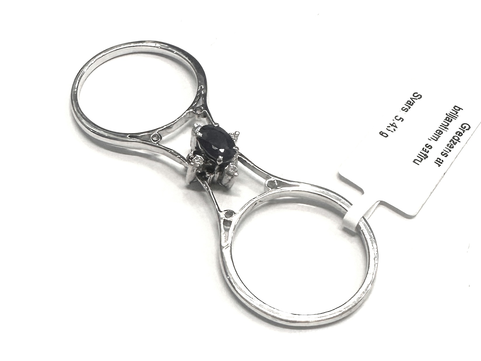 Gredzens ar briljantiem (0.20ct), safīru (0.35ct) 30-0763