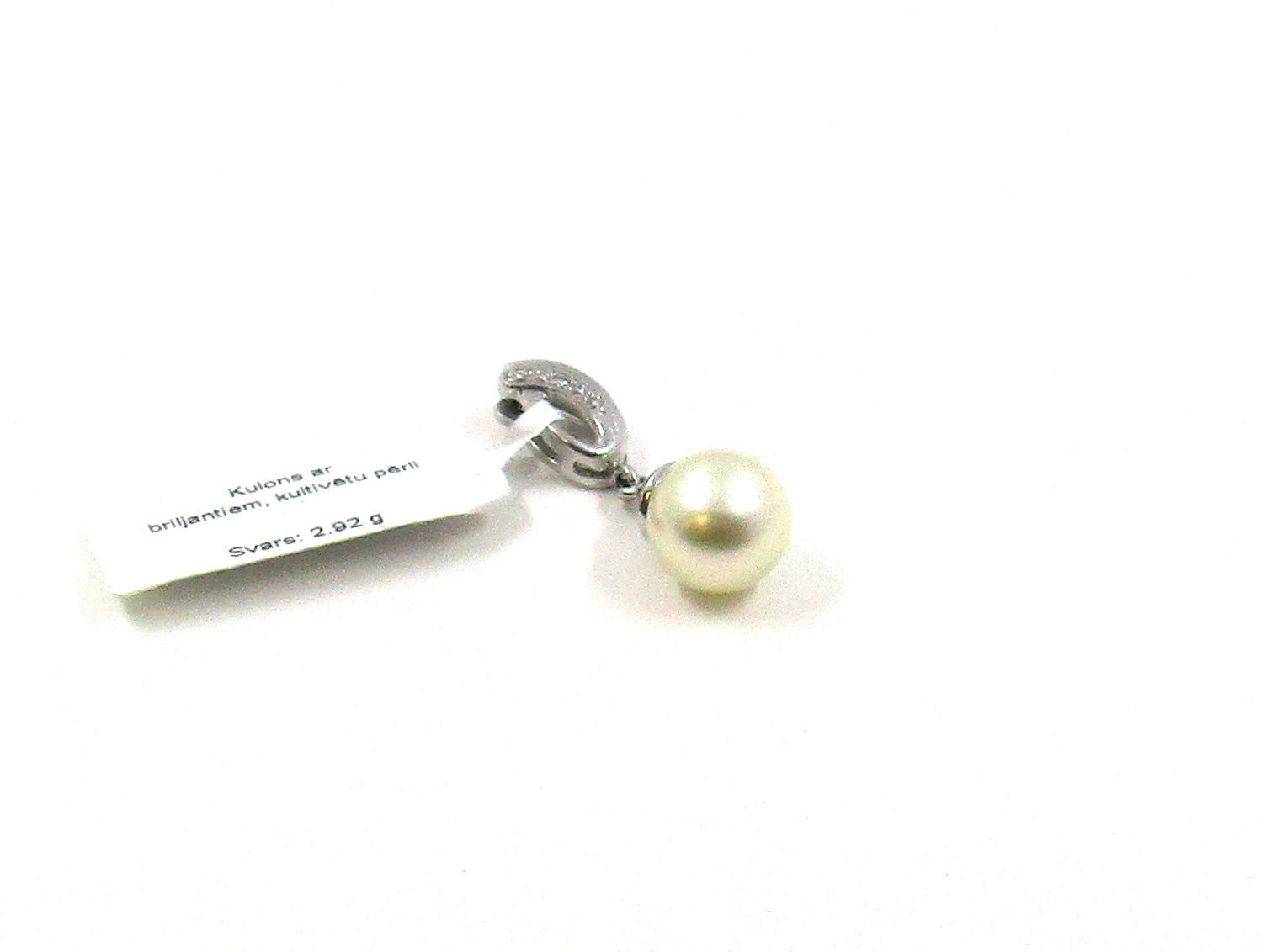 Kulons ar briljantiem (0.02ct), kultivētu pērli 3893-0743