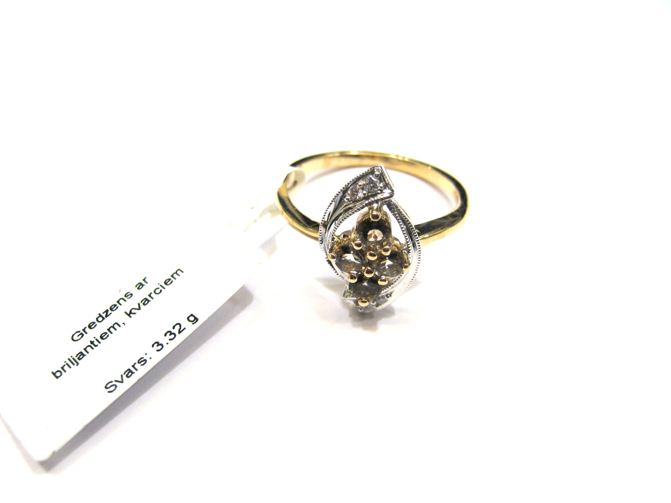 Gredzens ar briljantiem (0.04 ct), kvarciem   512g5-0943