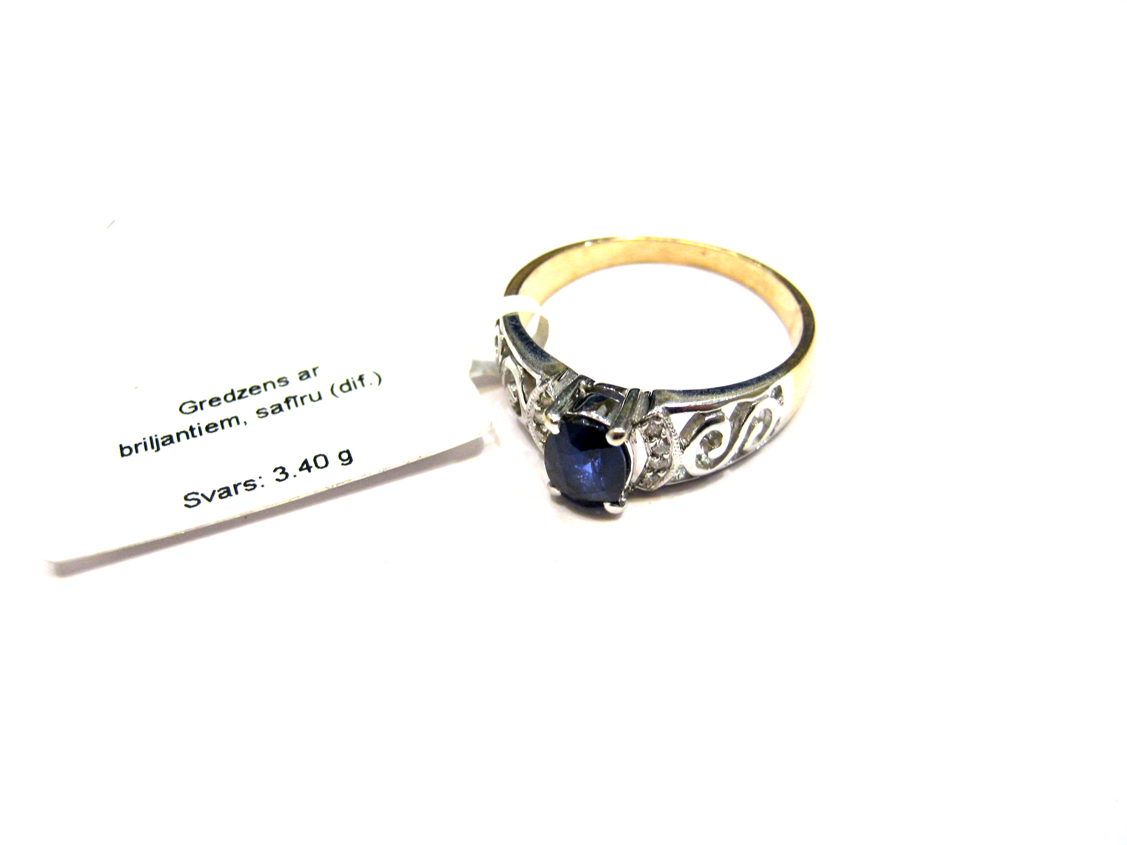 Gredzens ar briljantiem (0.08 ct), safīru (0.73 ct) 1891-8353