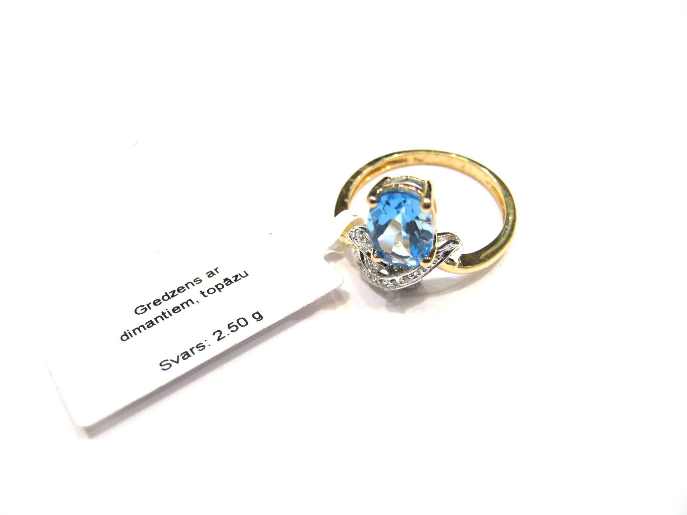 Gredzens ar briljantiem (0.03 ct), topāzu 4342-0943