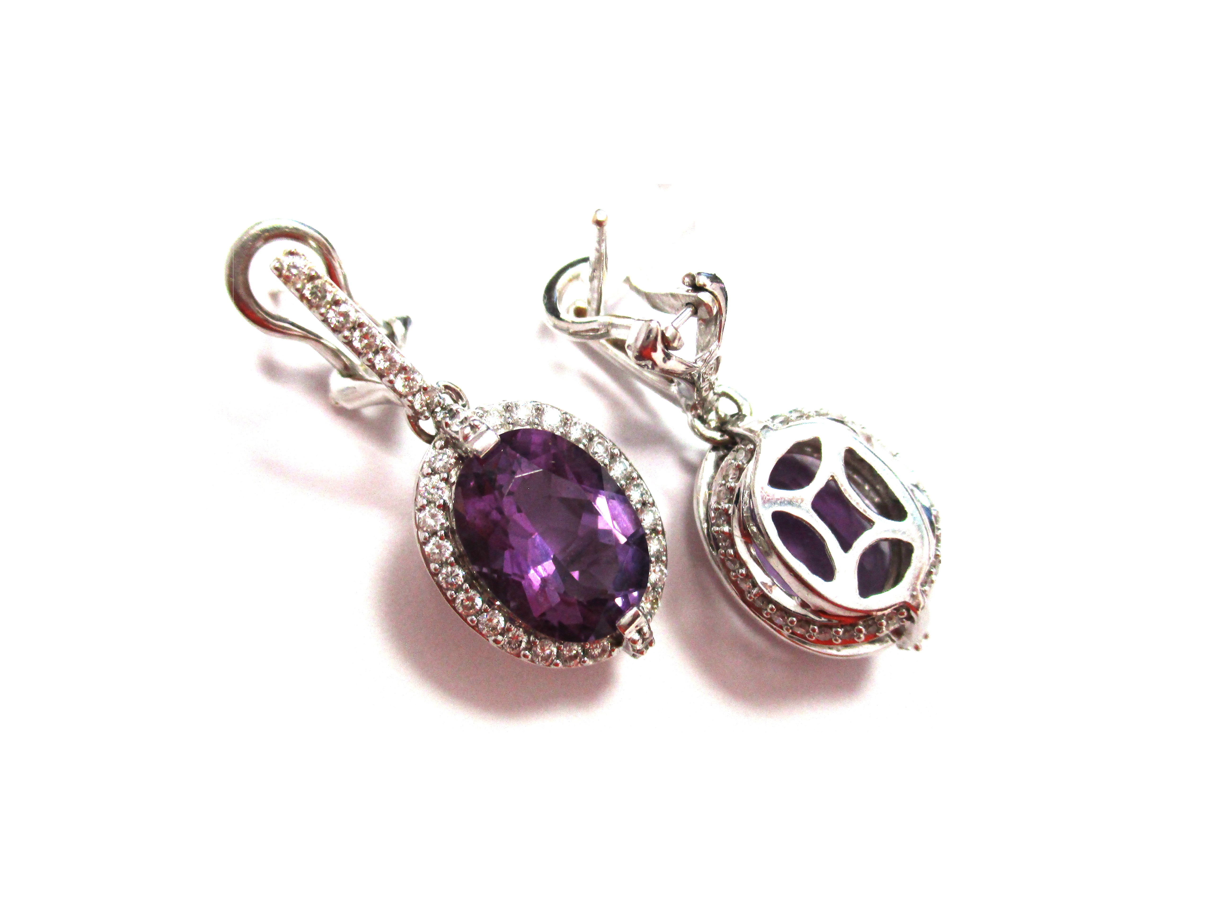 Auskari ar briljantiem (0.5 ct), ametīstiem (6 ct) 1354-3451