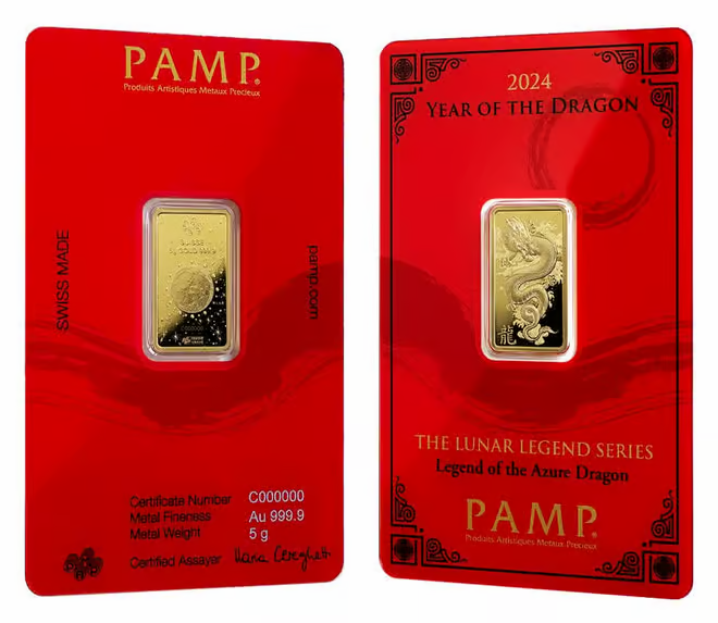 Zelta stienis PAMP Lunar  Dragon 5 gr