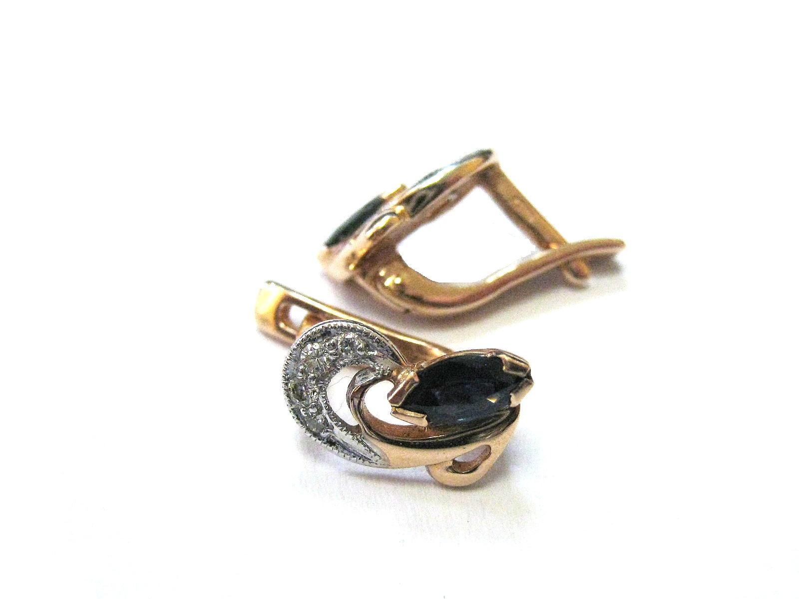 Auskari ar briljantiem  (0.03ct), safīriem (0.35ct) 593-4653