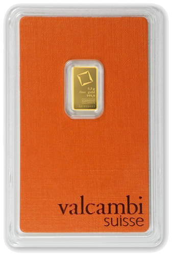 Zelta stienis Valcambi Suisse 0.5 gr