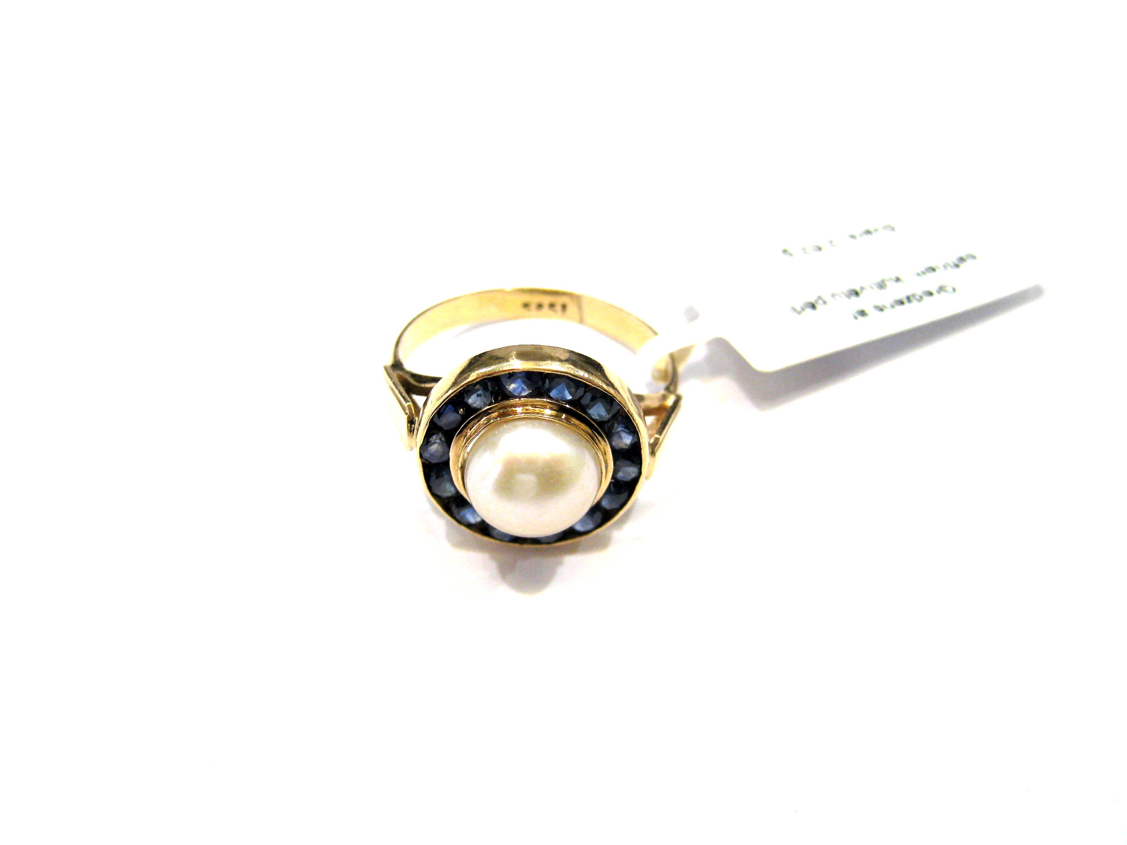 Gredzens ar safīriem (0.42 ct),kultivētu pērli 863g7-1451