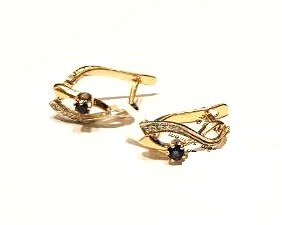 Auskari ar briljantiem (0.08 ct), safīriem (0.14 ct) 402-1163