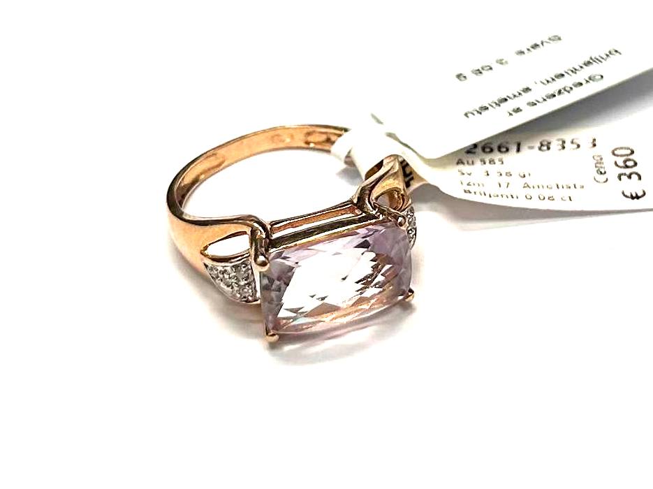 Gredzens ar briljantiem (0.08 ct), ametistu 2661-8353