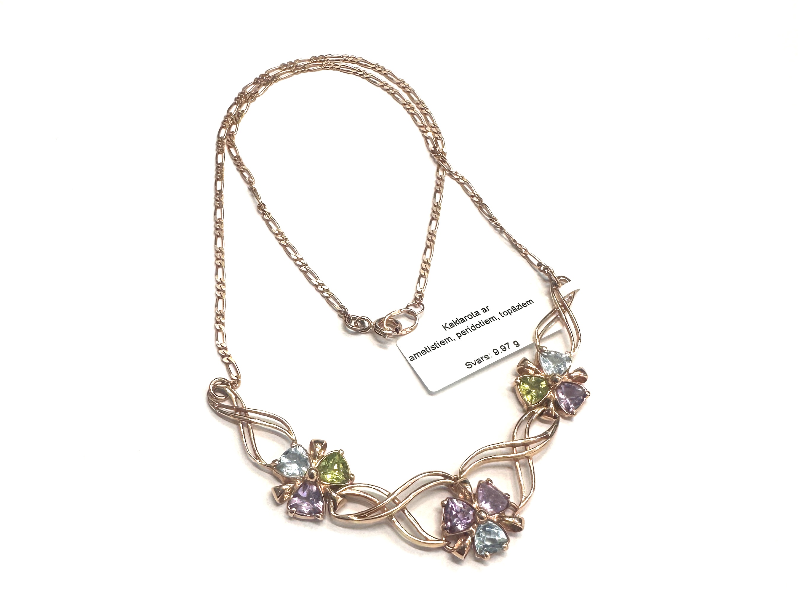 Kaklarota ar ametistiem, peridotiem, topāziem 29850-0751. Rezervēts līdz 19.03.2026