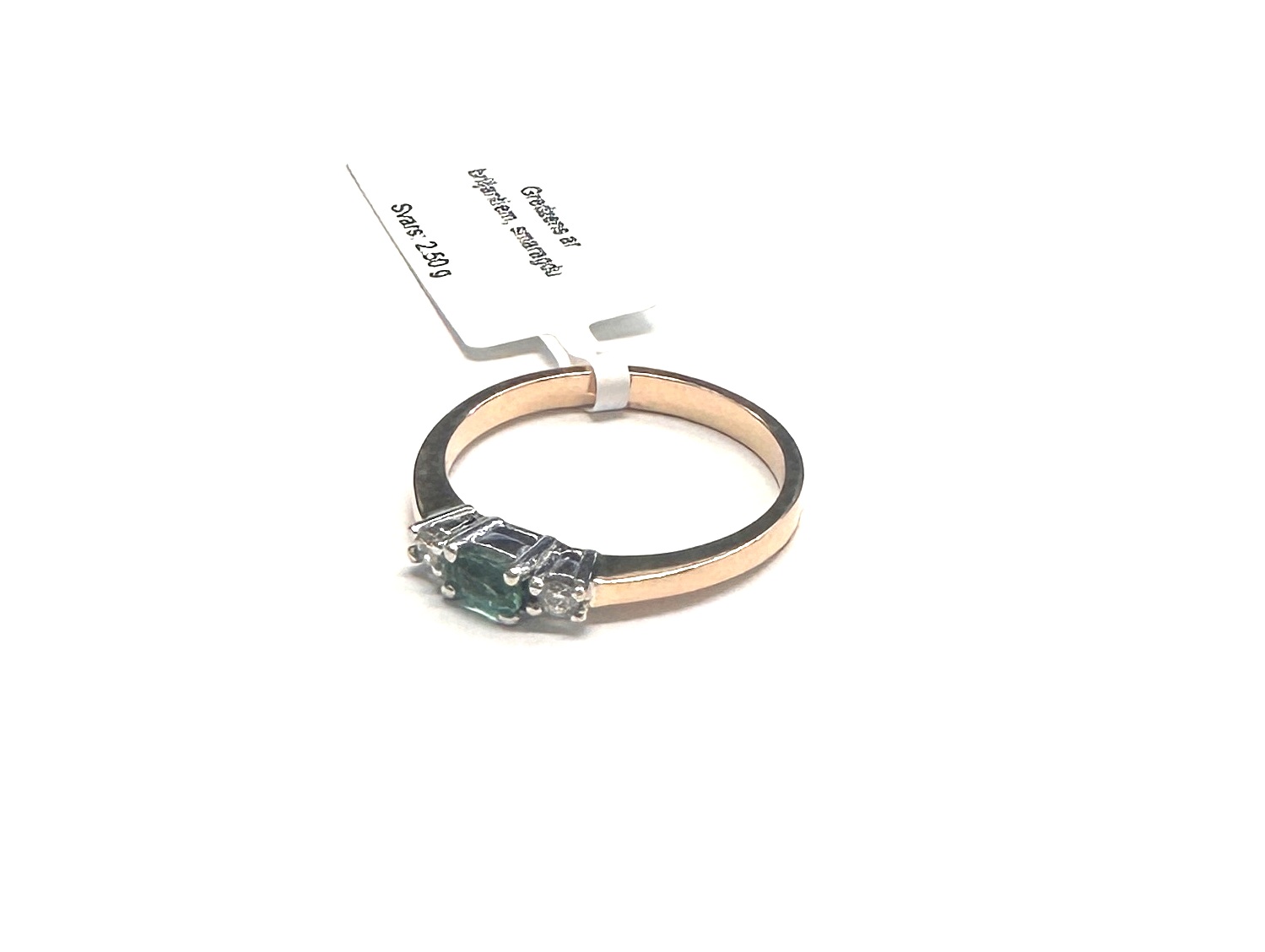 Gredzens ar briljantiem (0.07ct), smaragdu (0.13ct) 1170-0763