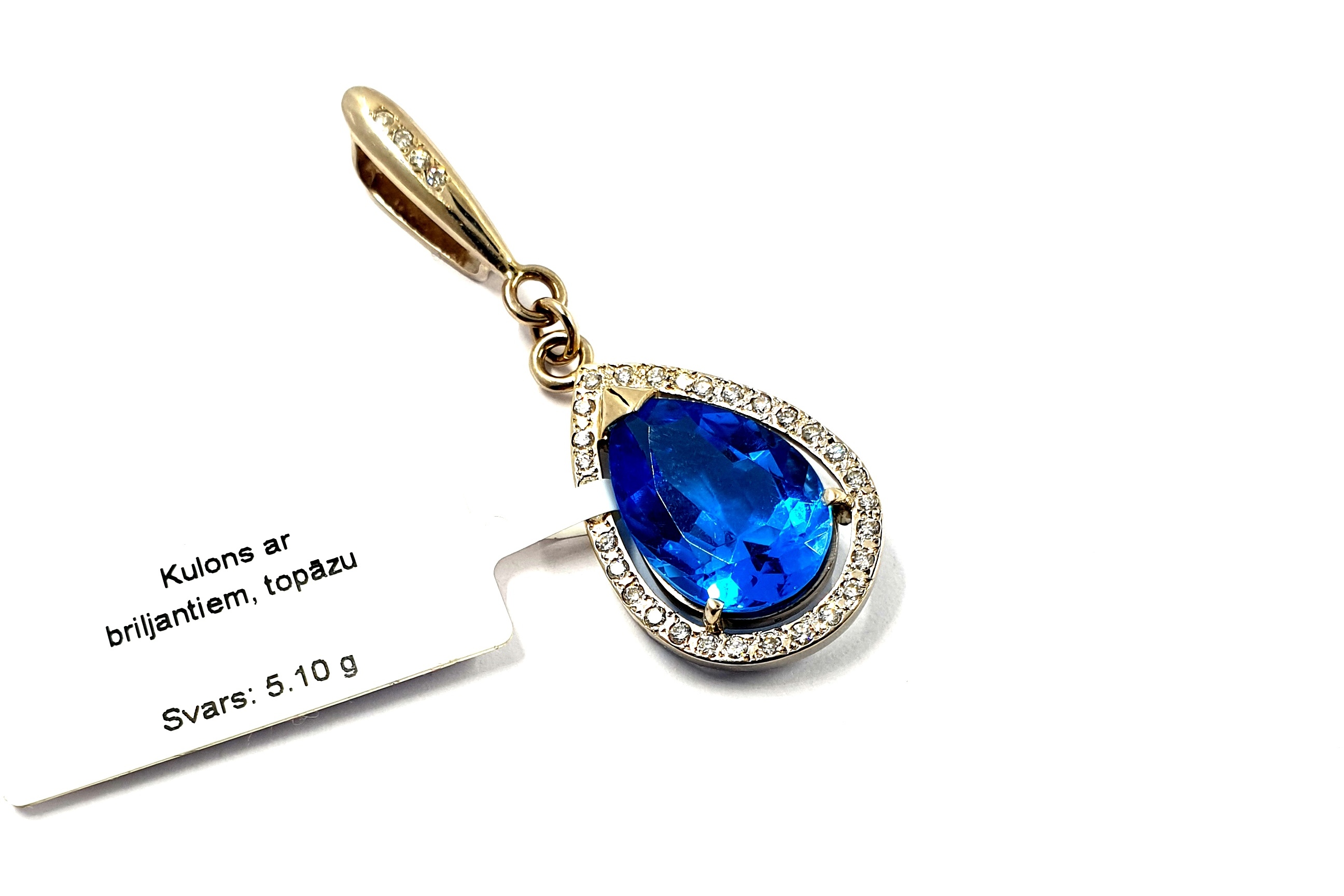 Kulons ar briljantiem (0.20ct) un topāzu 21932-1251