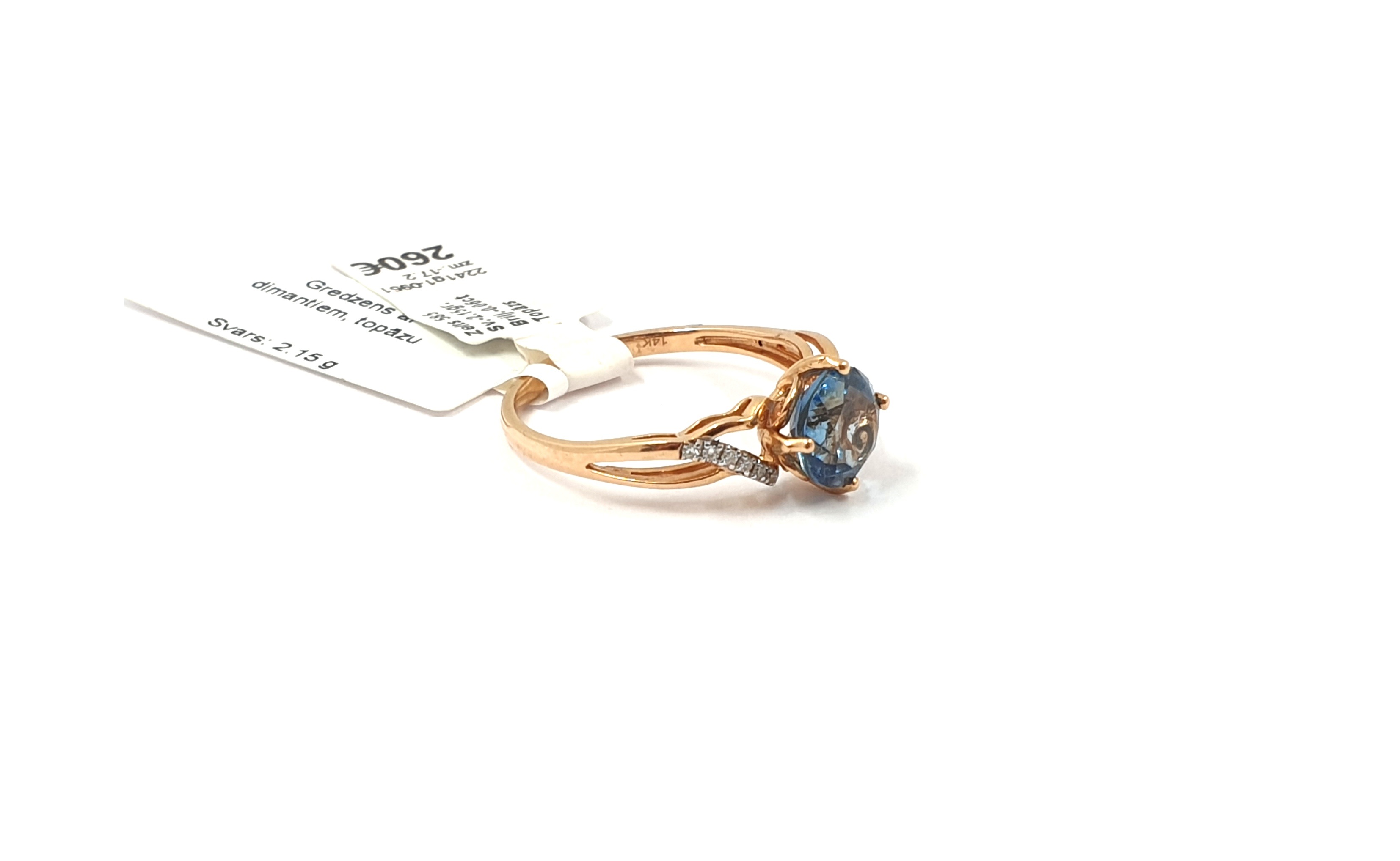 Gredzens ar briljantiem (0.06ct)  un topāzu 2241g1-0951