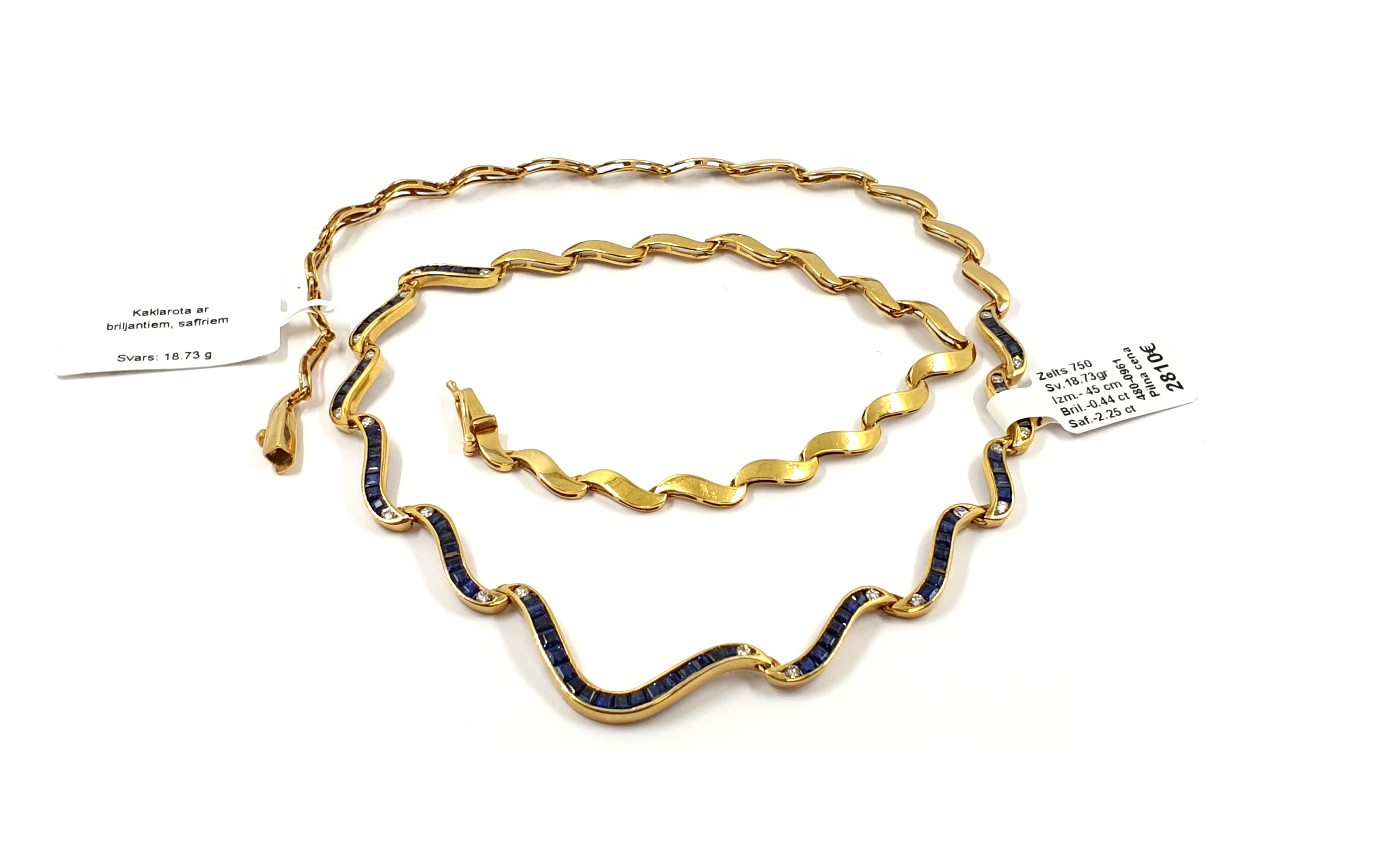 Kaklarote ar briljantiem (0.44ct) un safīriem (2.25ct) 480-0961