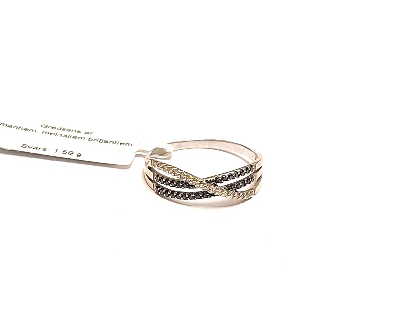 Gredzens ar melnajiem briljantiem un dimantiem (0.22 ct.) 3240-5753