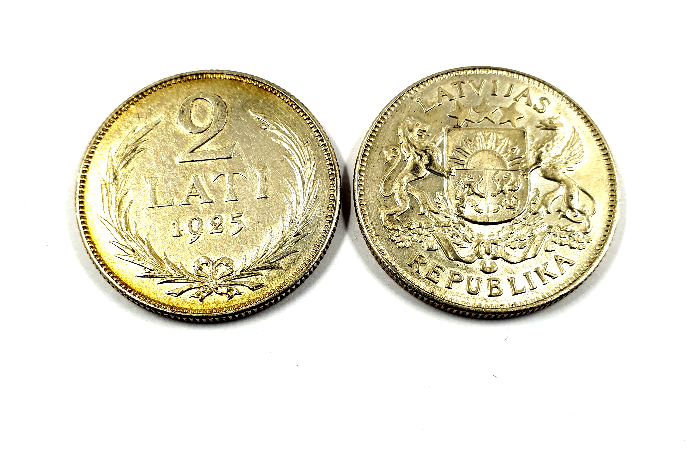Latvijas  sudraba monēta 2 Lati 1925. gada