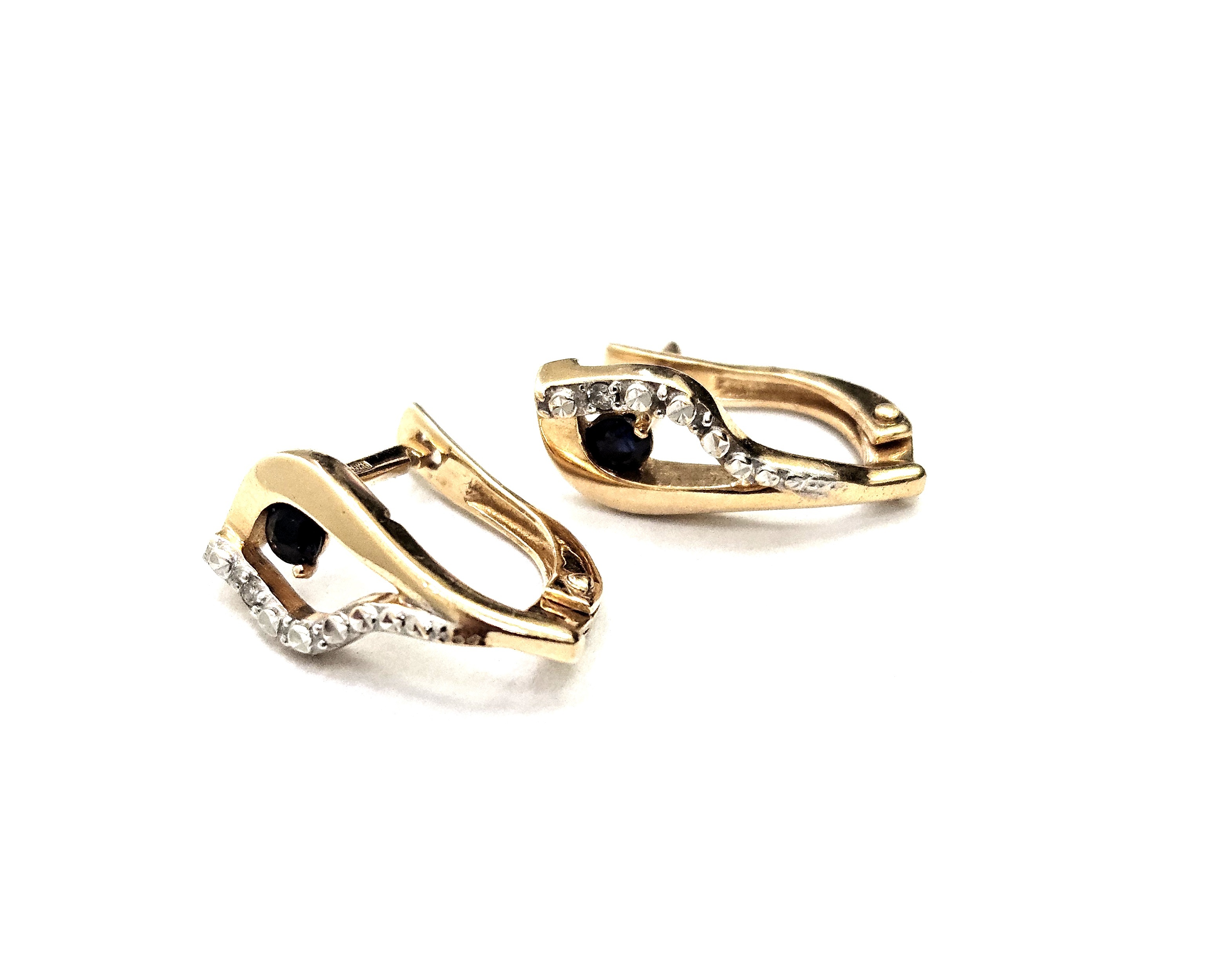 Auskari ar briljantiem (0.04 ct) un safīriem (0.04 ct) 1481-5753