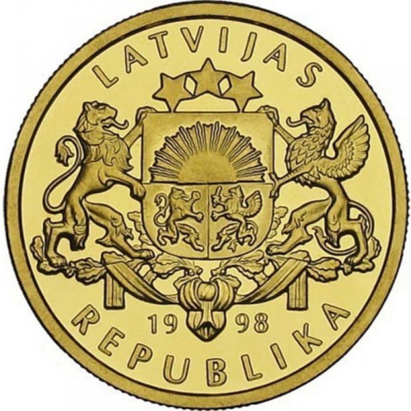 Latvijas zelta monēta 100 lati 1998 gads