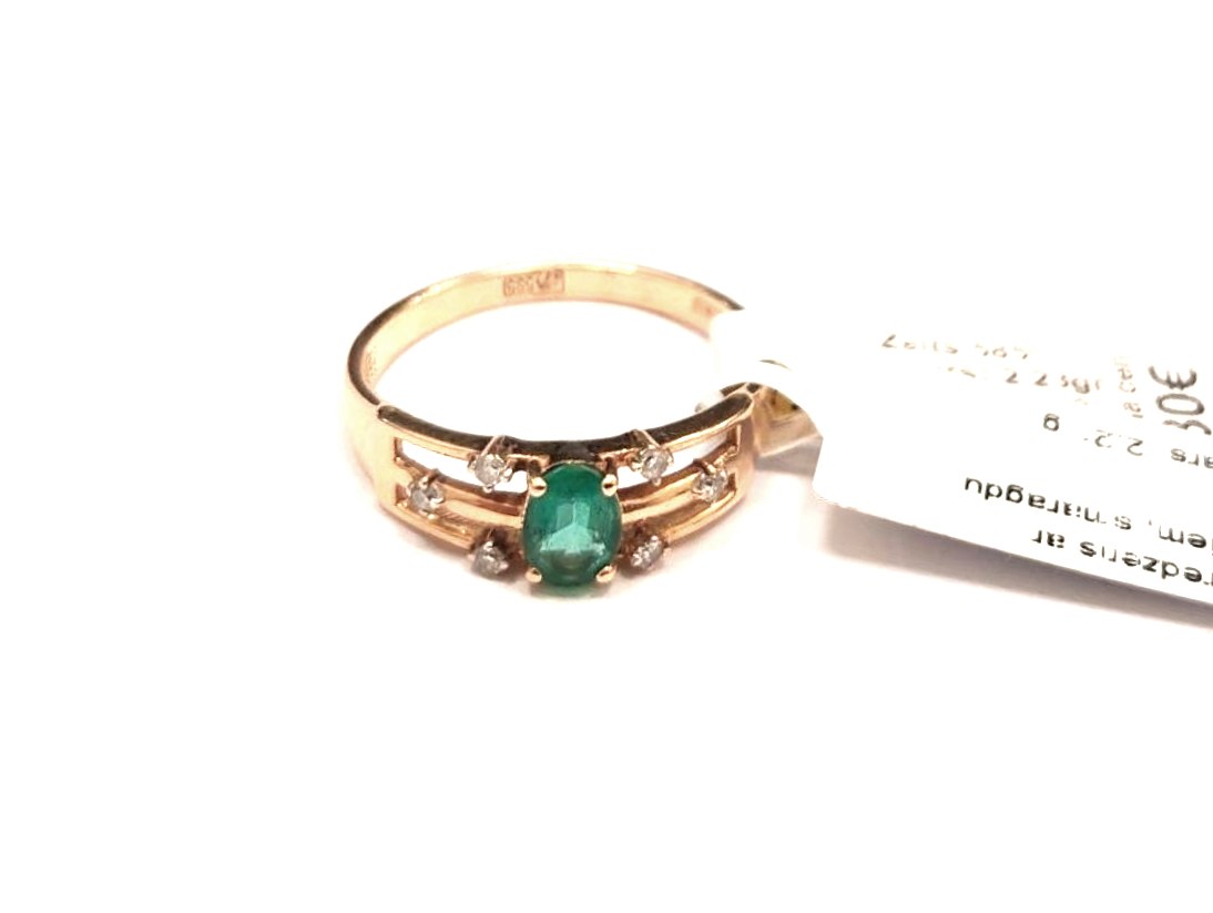 Gredzens ar dimantiem (0.09 ct), smaragdu 3101-3453