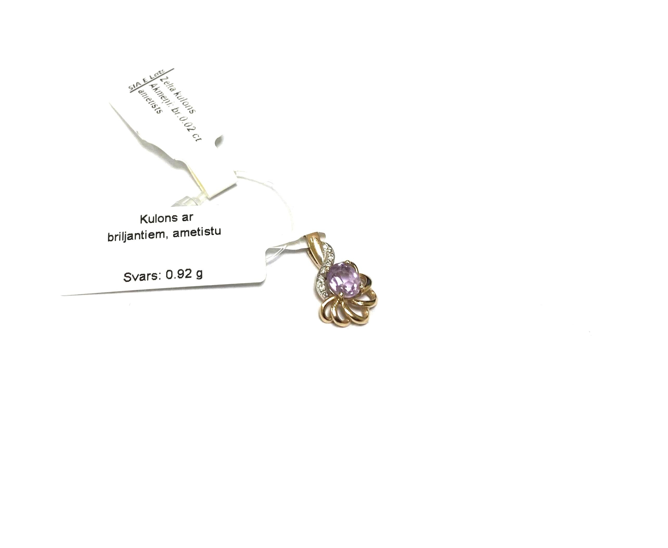 Kulons ar briljantiem (0.02ct) ,ametistu 630-4663 Rezervēts līdz 14.04.2026