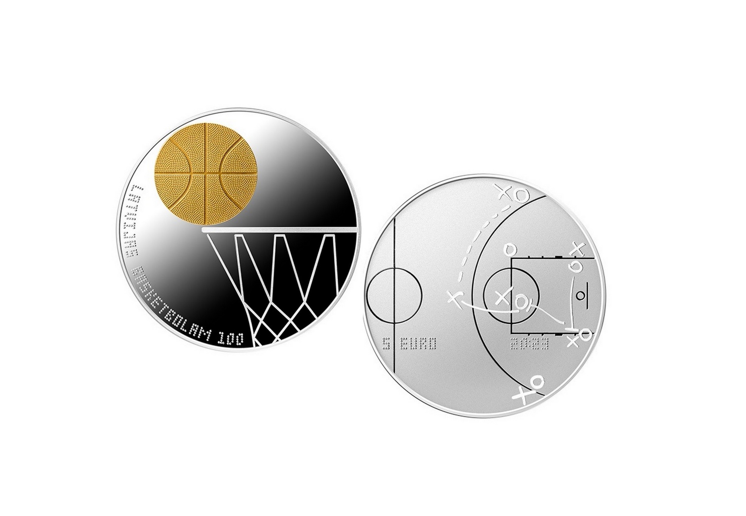 Latvijas sudraba monēta Latvijas basketbolam 100