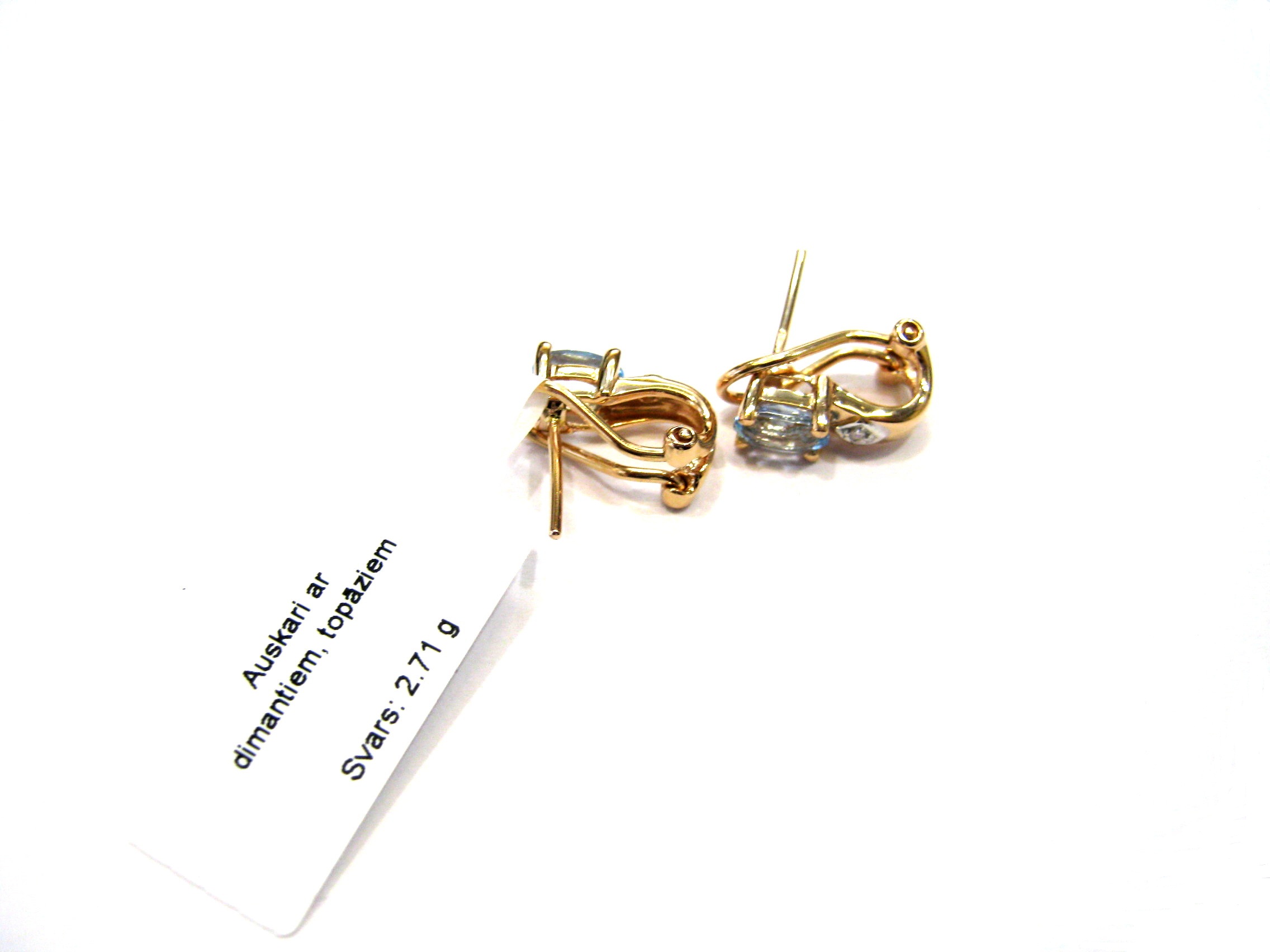 Auskari  ar briljantiem (0.02 ct), topāziem 351-1463