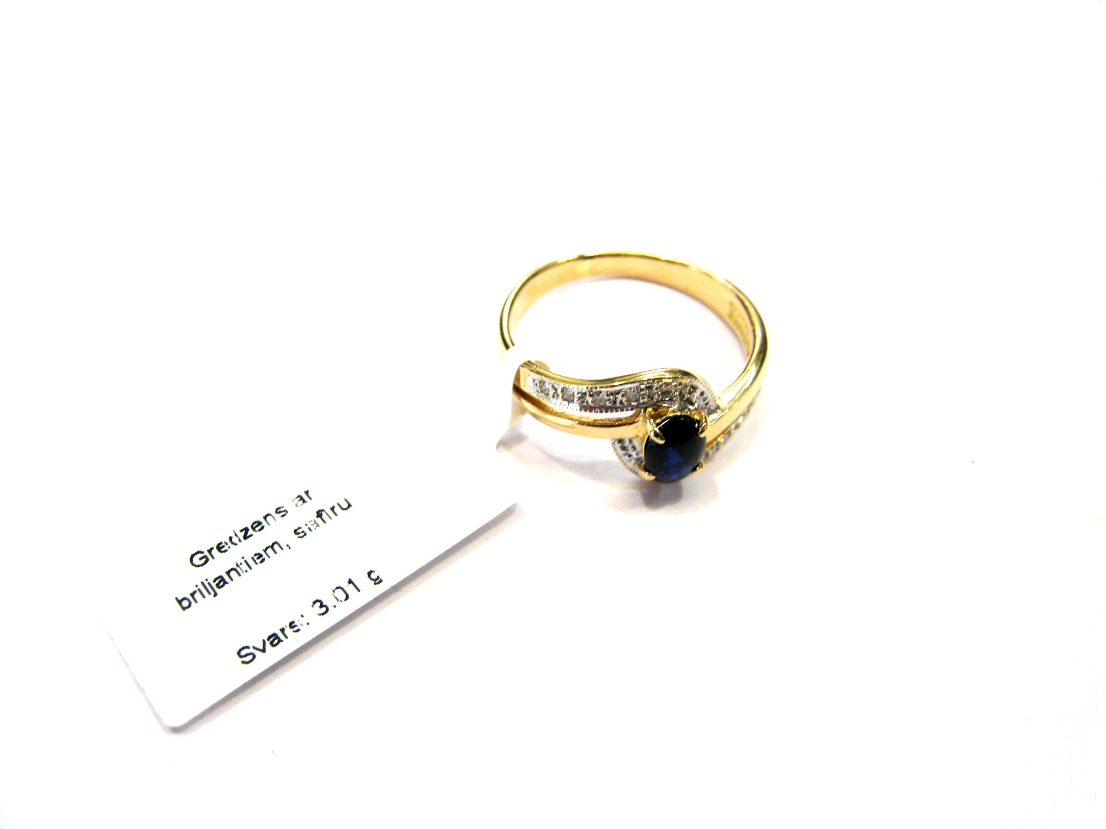 Gredzens ar briljantiem (0.1 ct), safīru (0.6 ct) 1592-0753