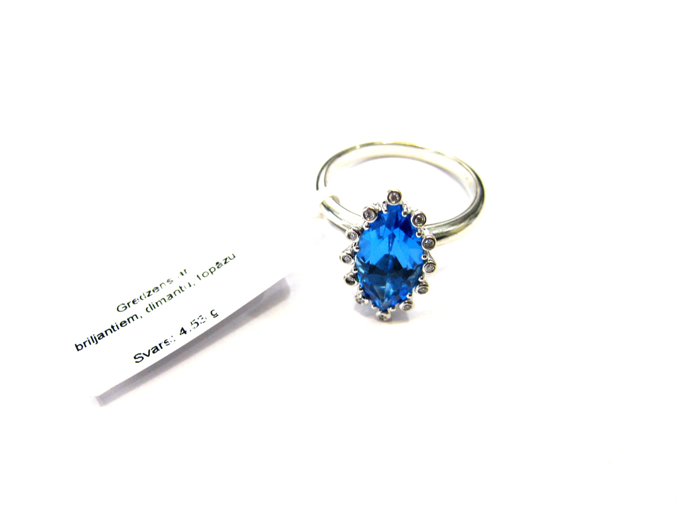 Gredzens ar briljantiem (0.12 ct), topāzu 13450-5251