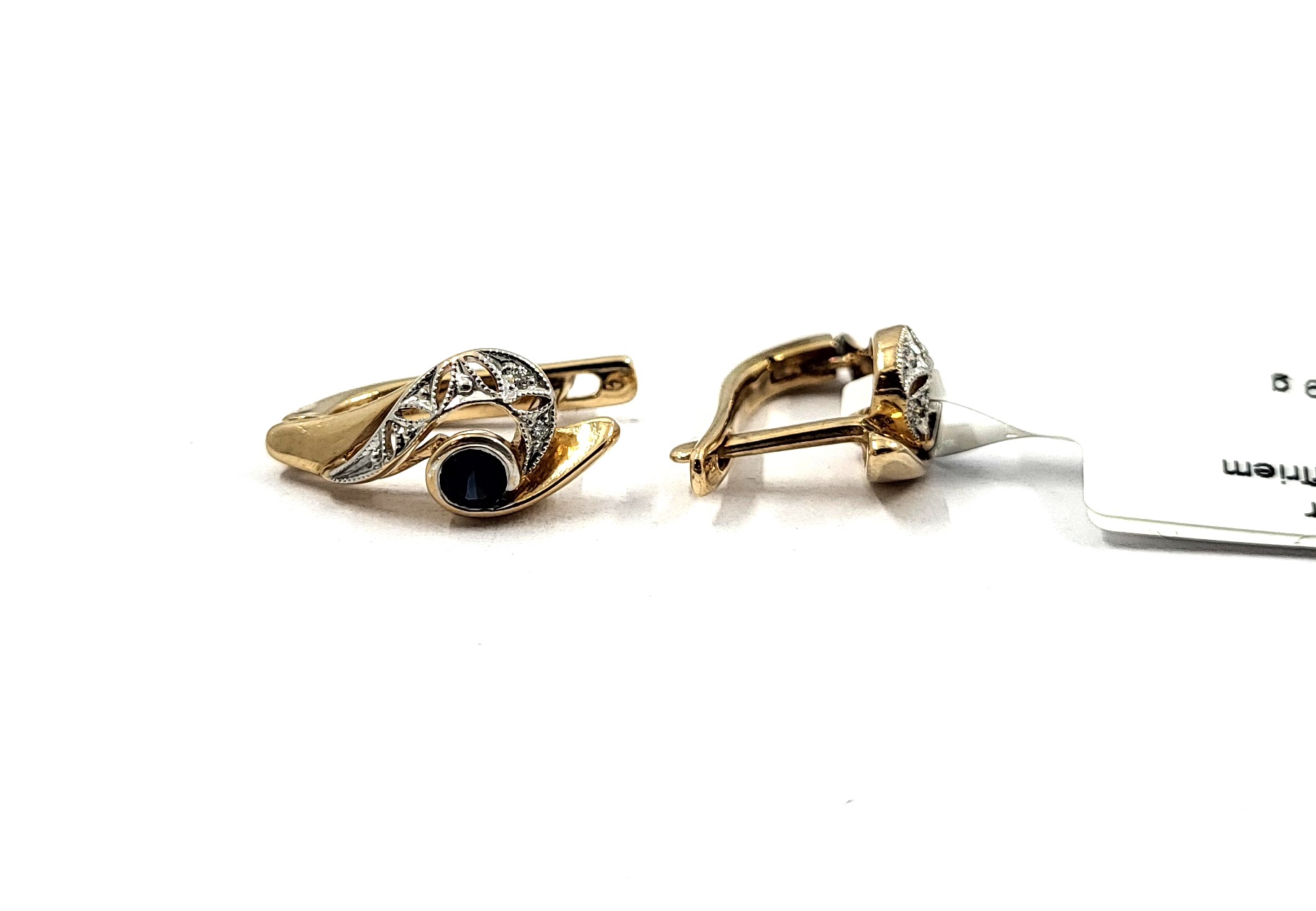 Auskari ar briljantiem (0.04ct), safīrēm (0.12ct) 120-4561