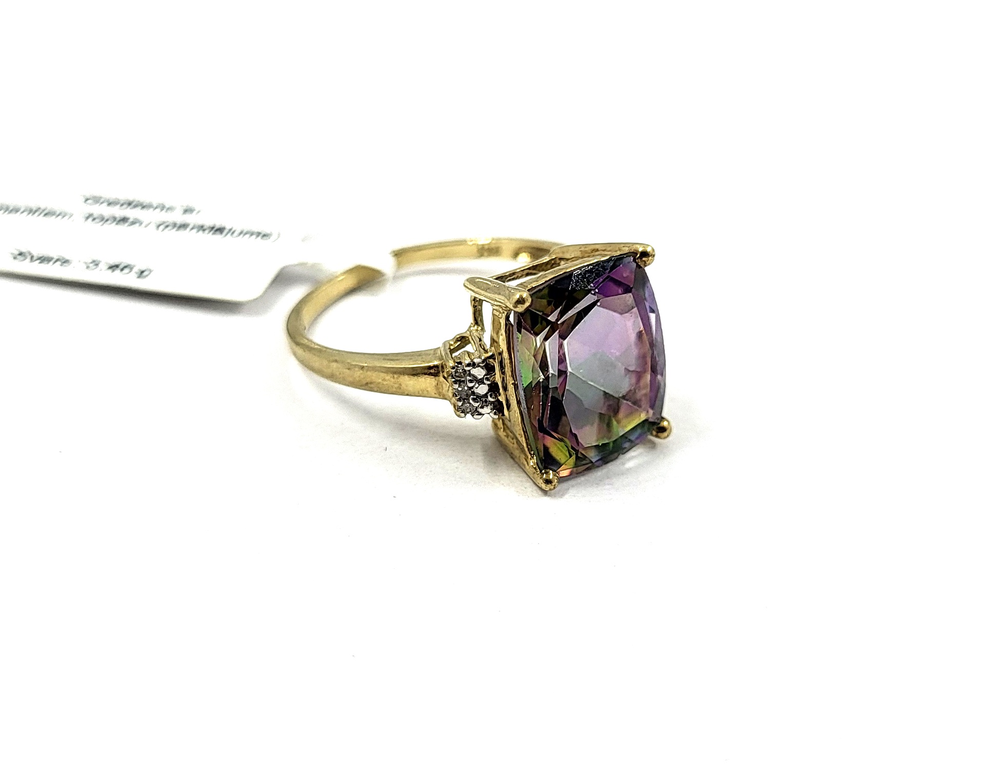 Gredzens ar dimantiem (0.06ct), topāzu (pārkl.)  1073g6-4551