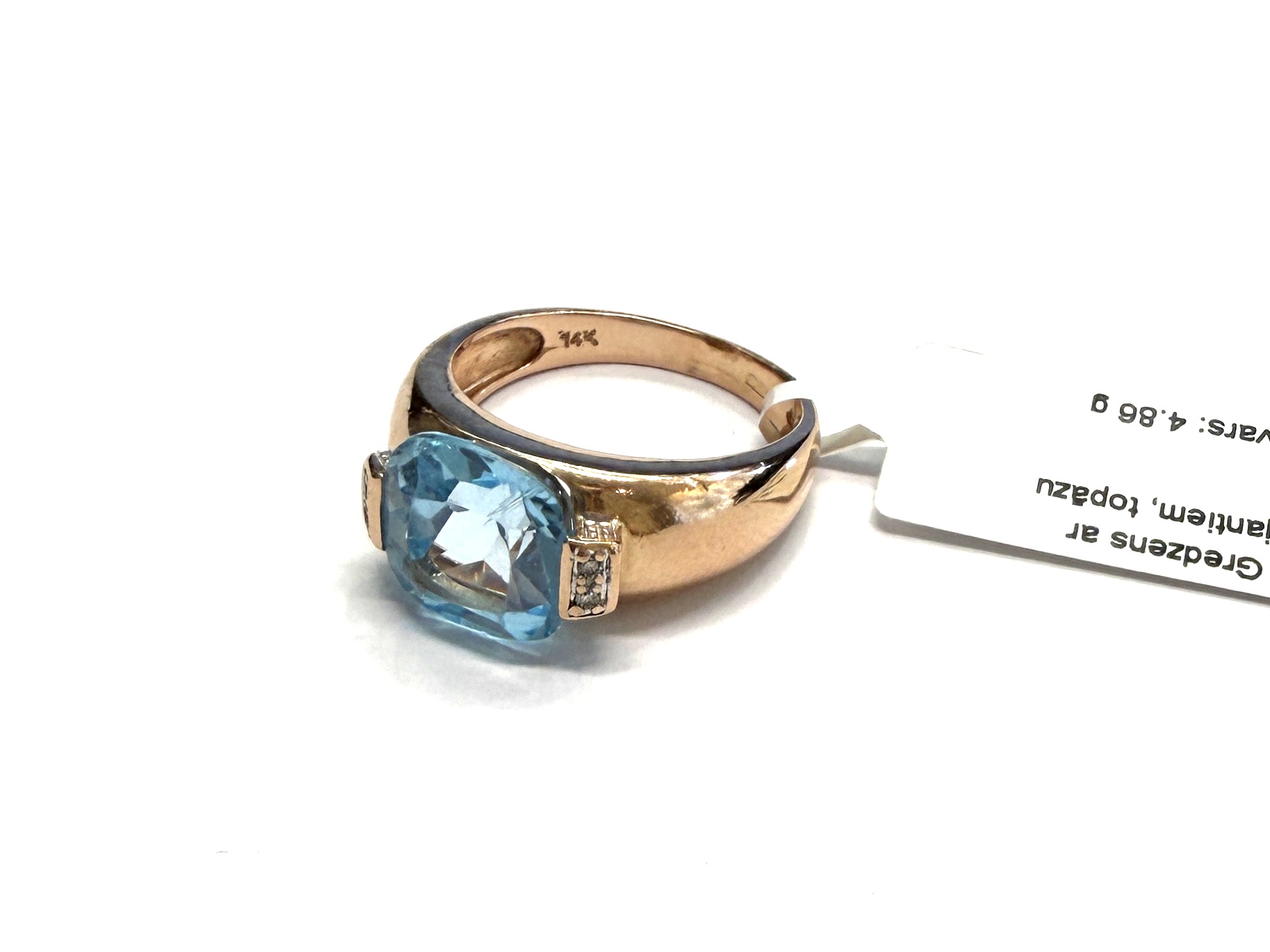 Gredzens ar briljantiem (0.03 ct), topāzu 69g2-0761