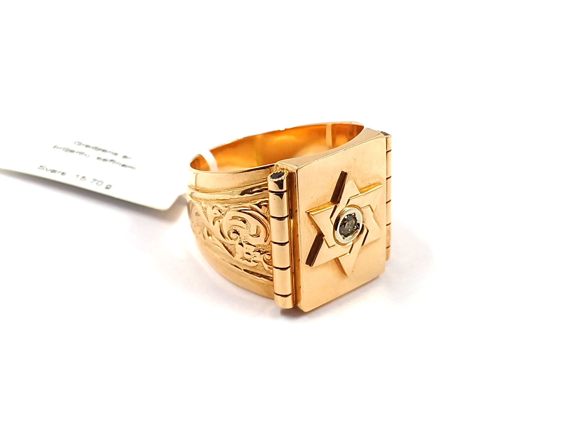 Gredzens ar briljantu (0.08ct), safīriem (0.02ct) 1431-0861