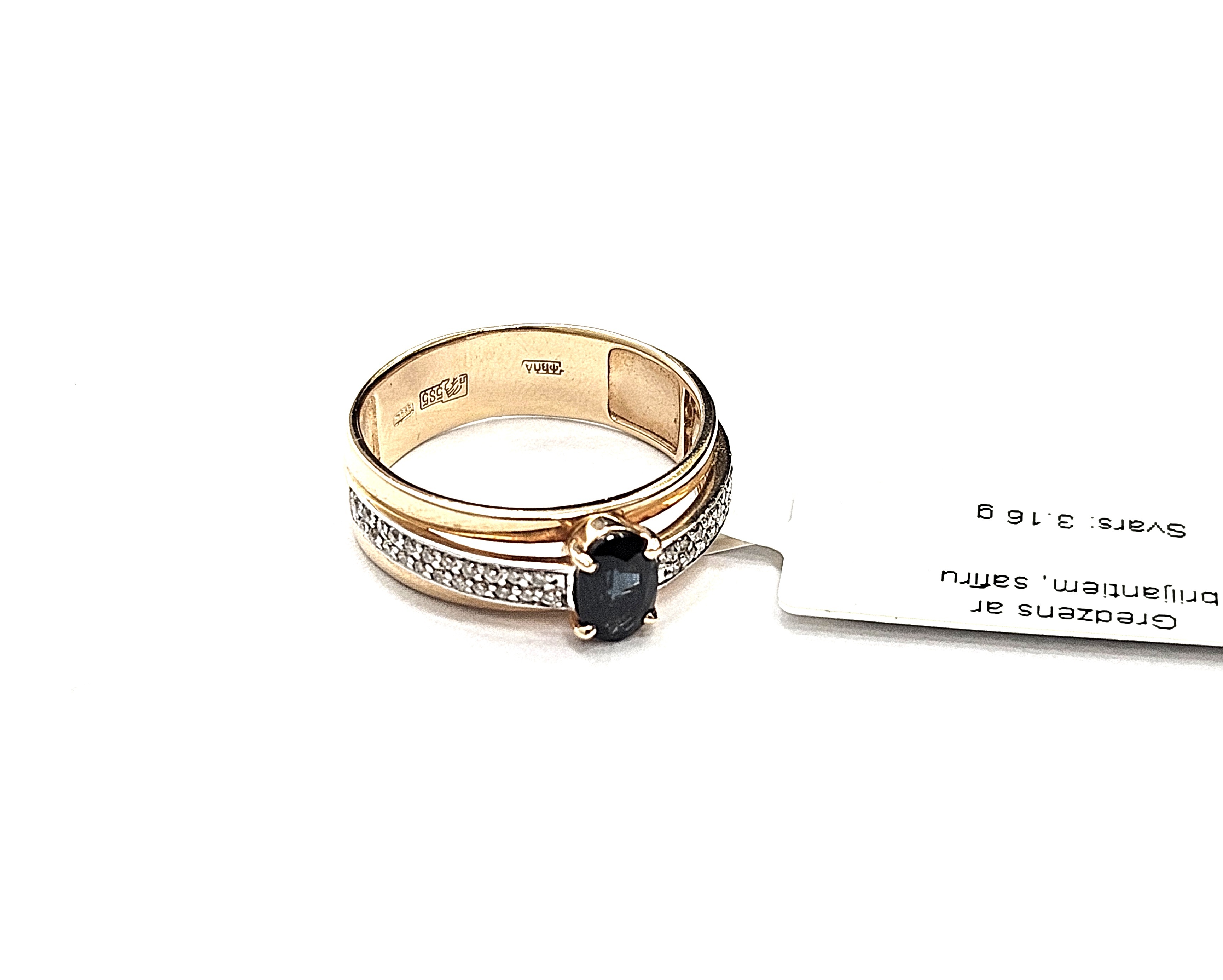 Gredzens ar briljantiem (0.44 ct) un safīru (0.27 ct) 1942-5761 Rezervēts 2.05.2026