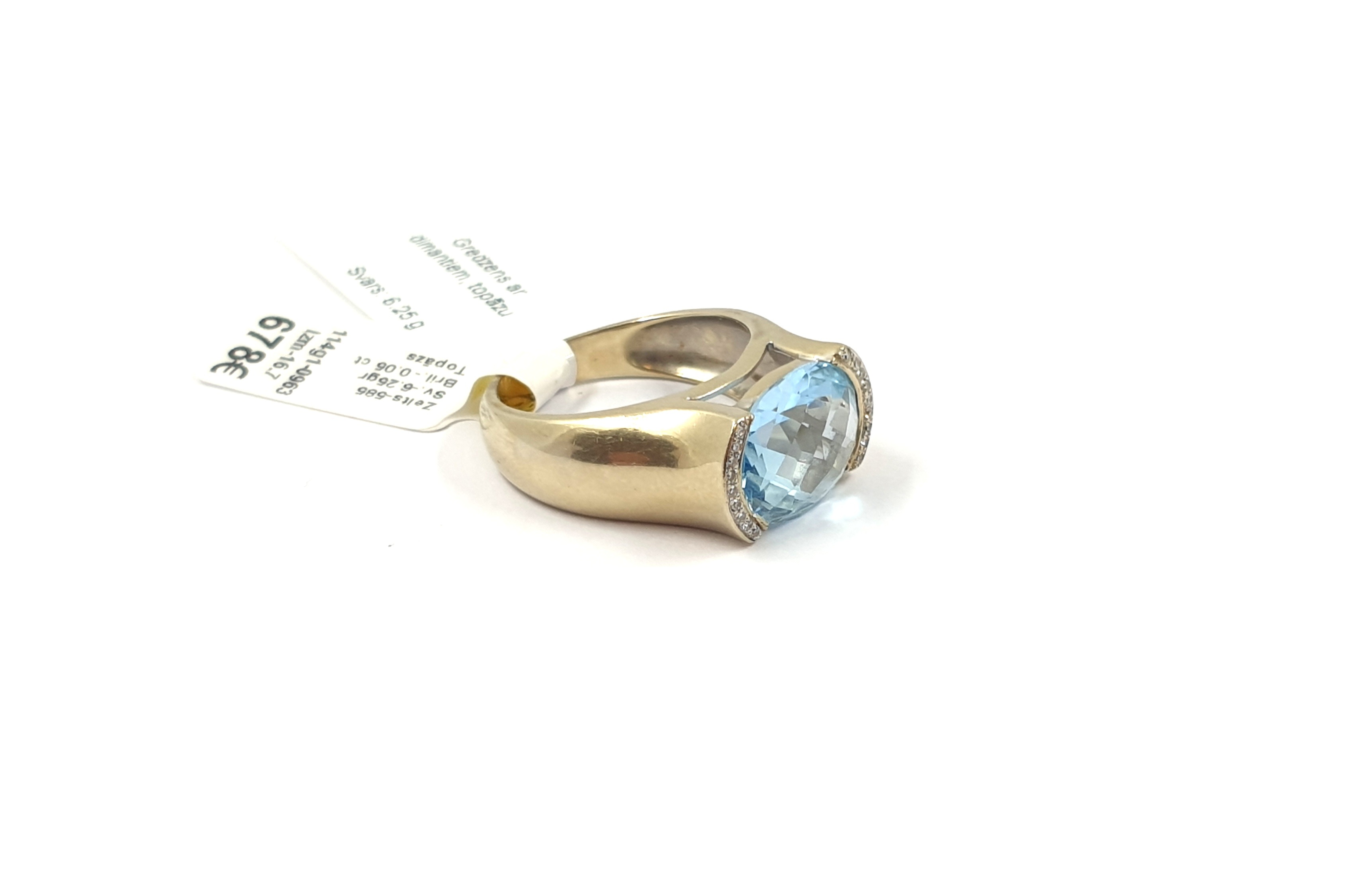 Gredzens ar briljantiem (0.05ct)  un topāzu 114g1-0963