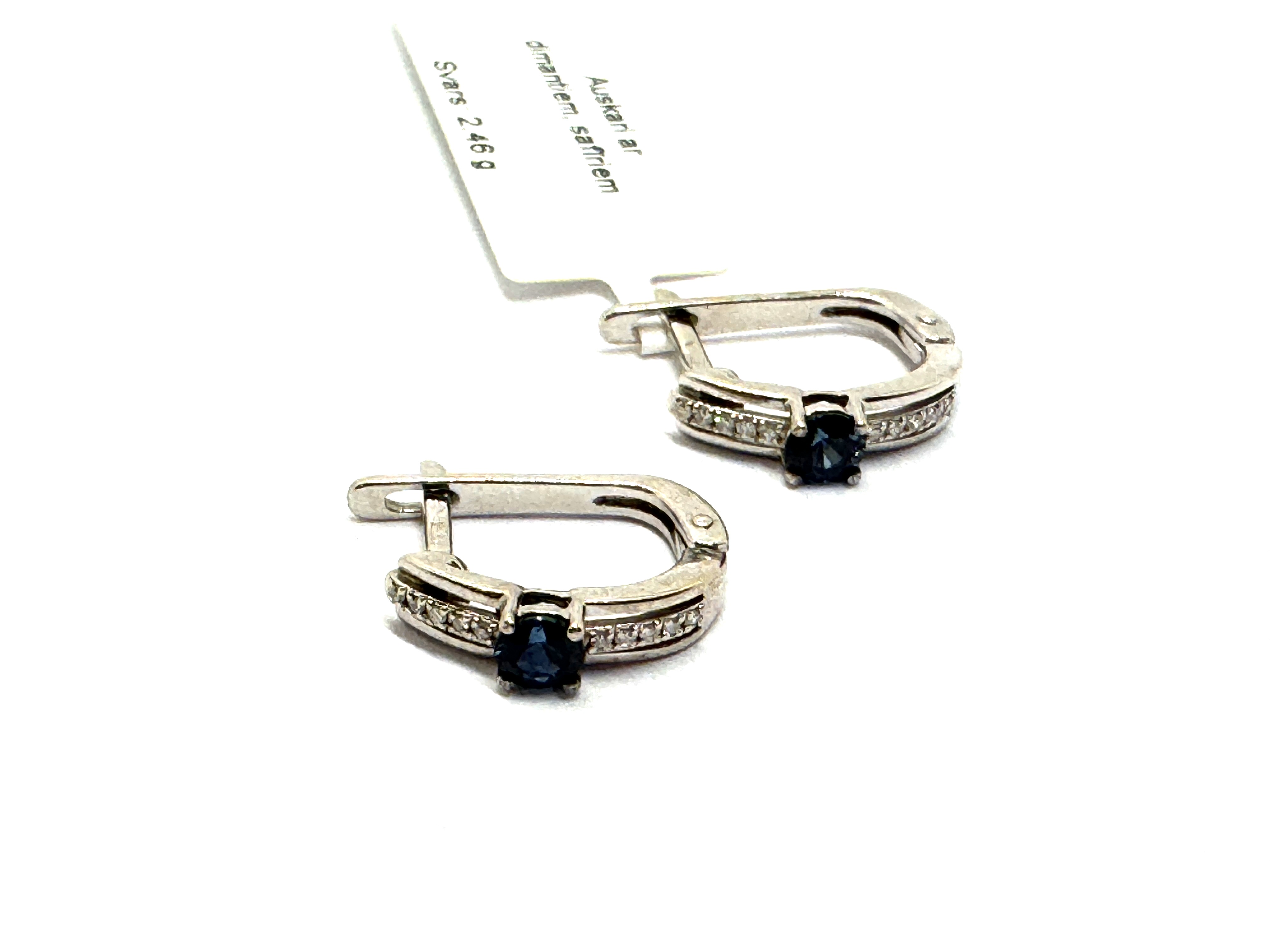 Auskari ar dimantiem,  safīriem ( 0.30 ct) 1323-4663