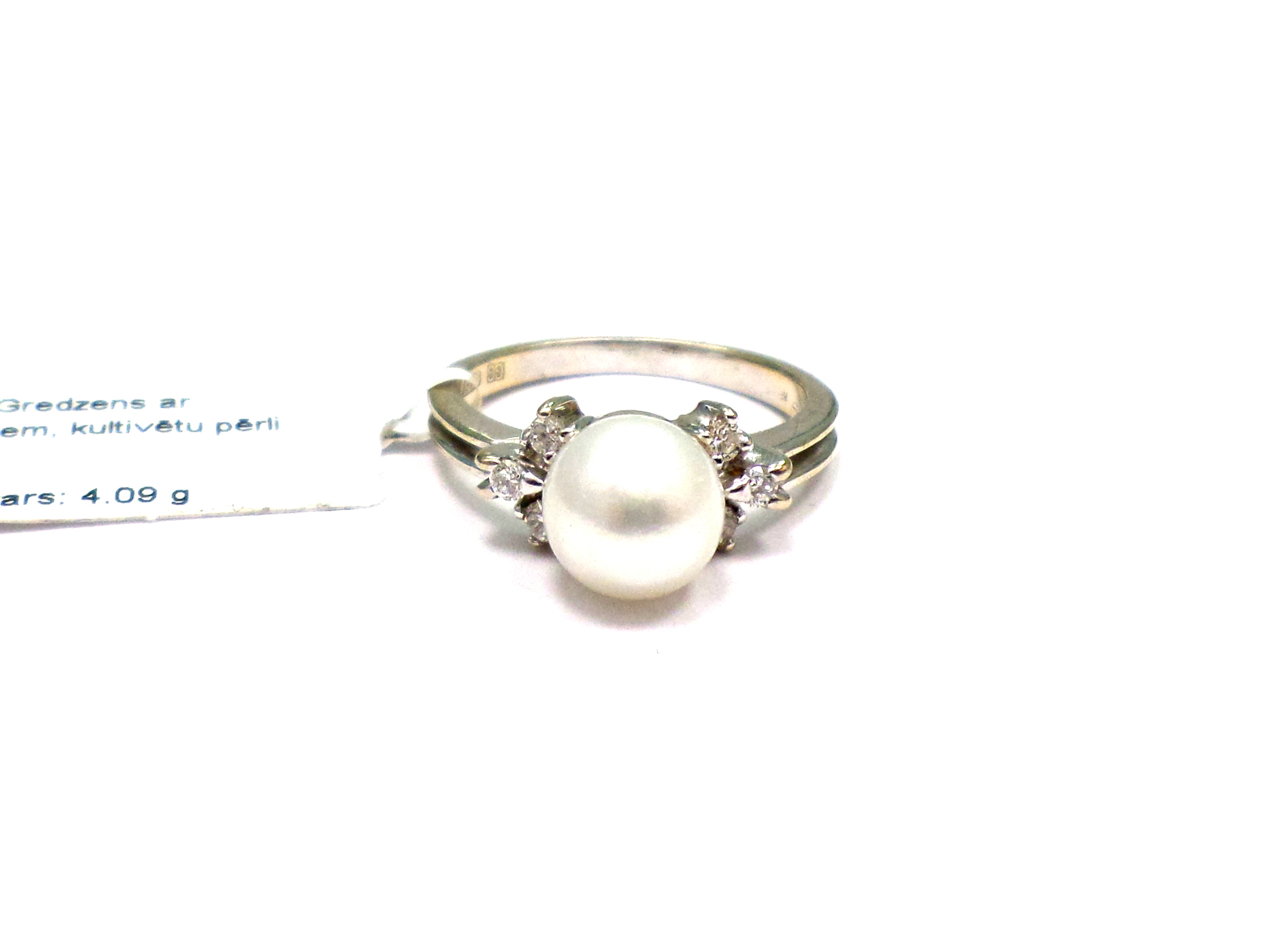 Gredzens ar briljantiem (0.12 ct), kultivētu pērli 1873-1753