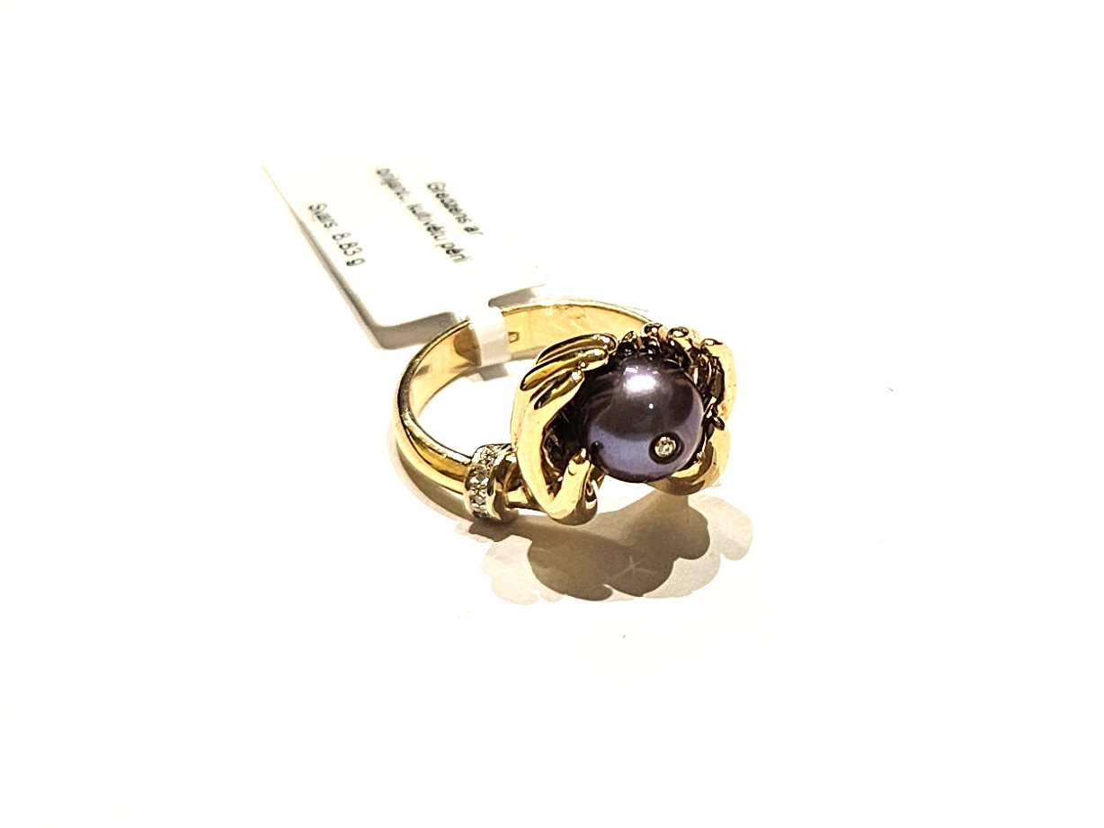 Gredzens ar briljantiem (0.06 ct), kultivētu pērli 5031-1161