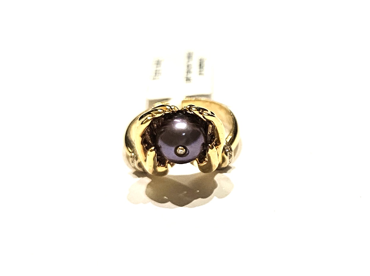 Gredzens ar briljantiem (0.06 ct), kultivētu pērli 5031-1161