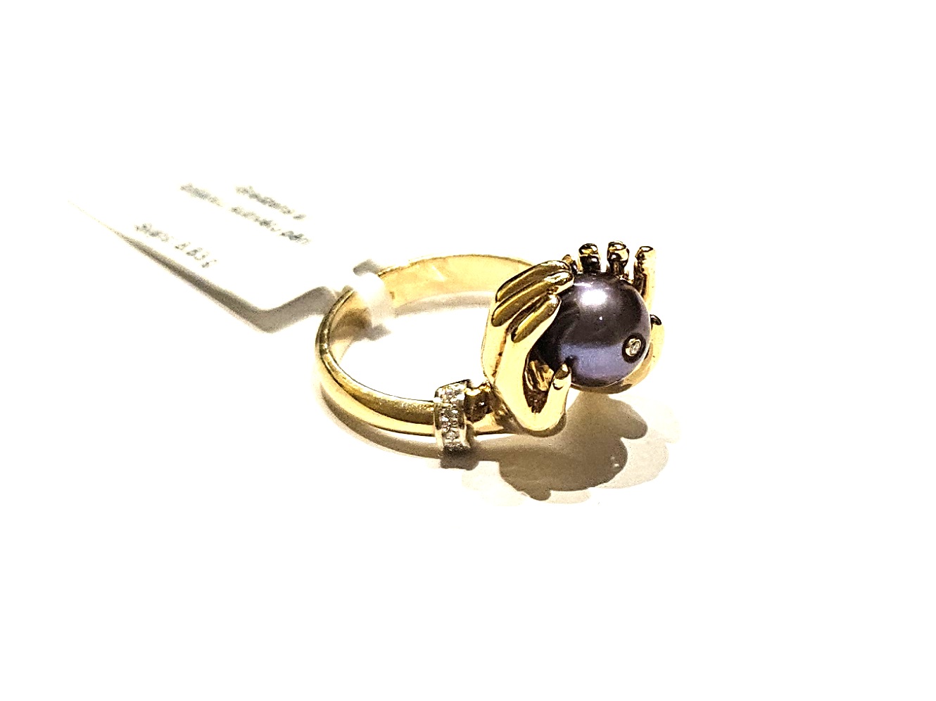 Gredzens ar briljantiem (0.06 ct), kultivētu pērli 5031-1161